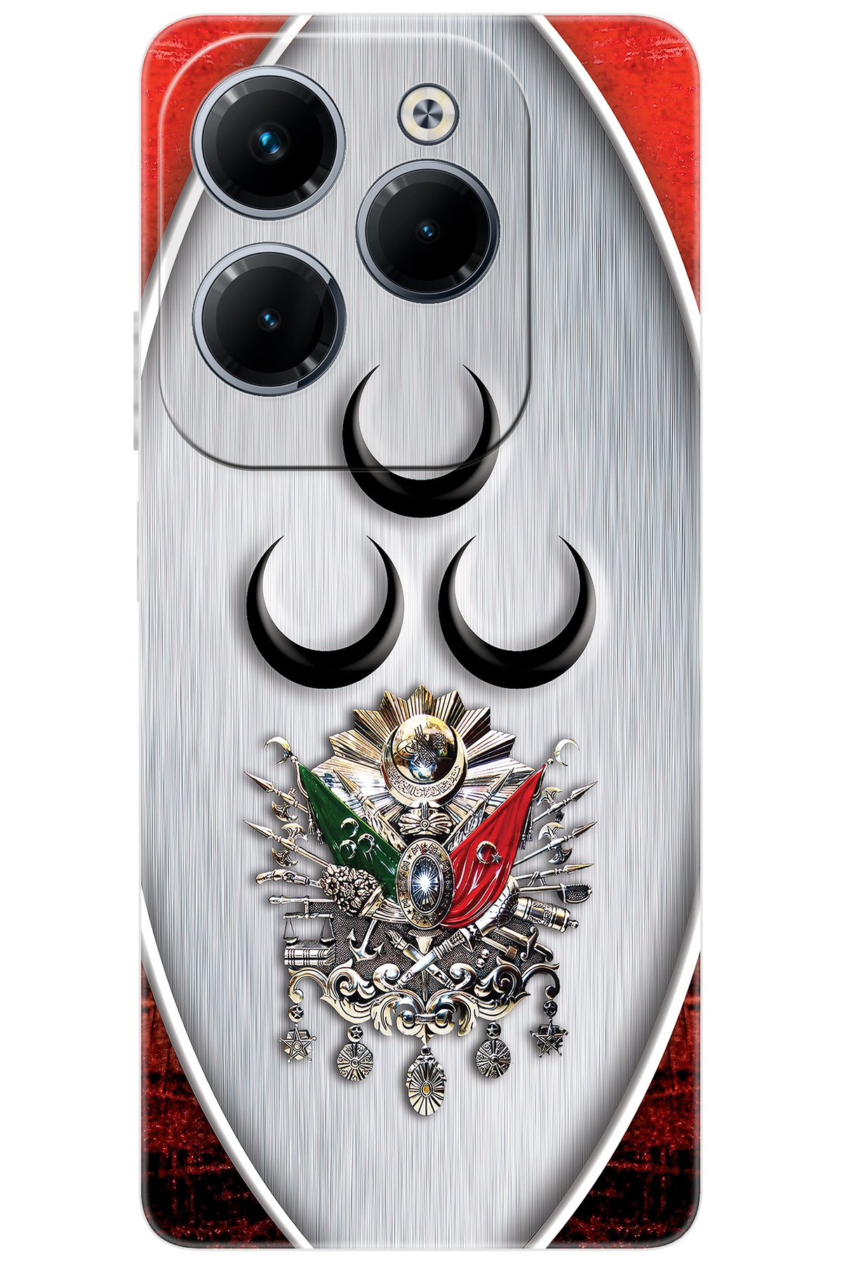 Infinix Hot 40 Pro (X6837) Compatible Sheath Patterned Silicone Three Crescent Tughra Design NGO:425 CP-O1HSGbr