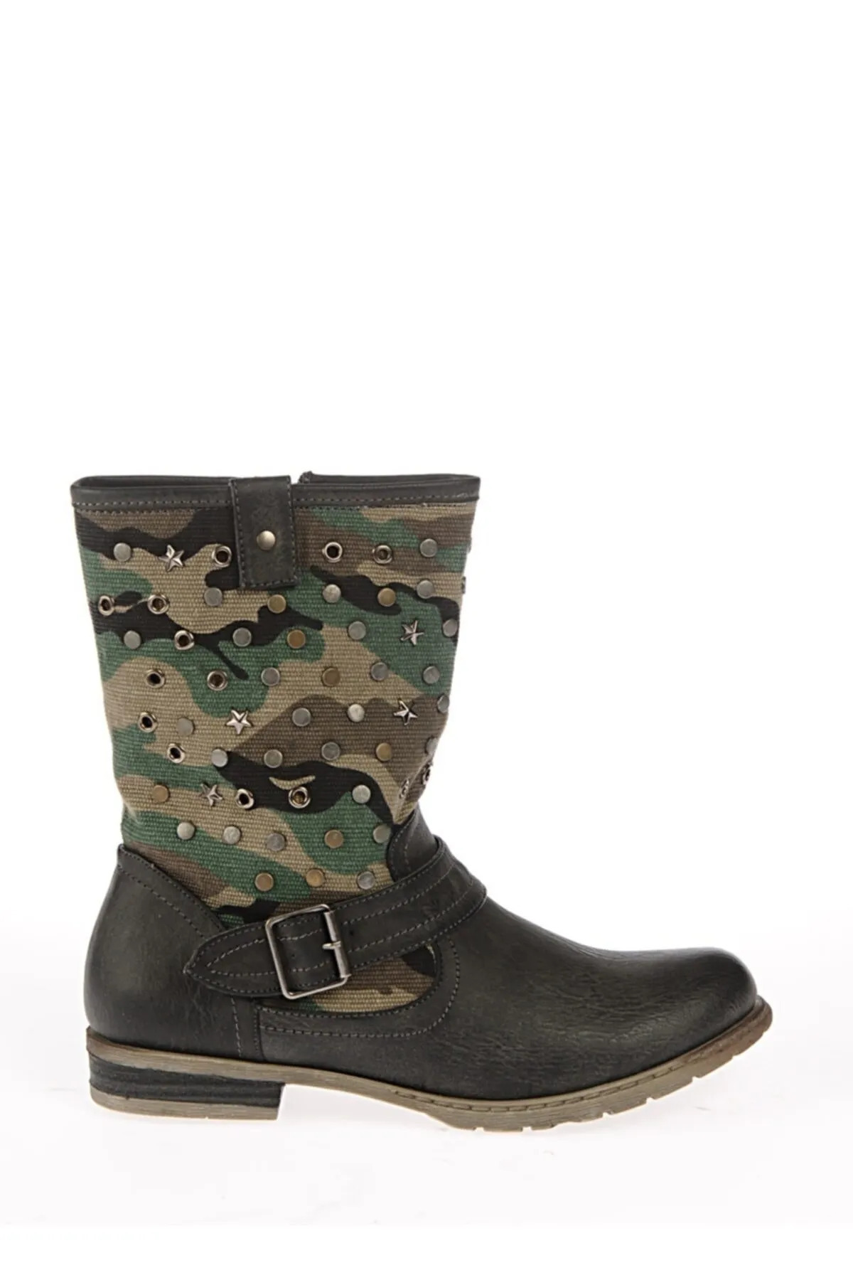 T-Box-Black Women's Boots - Military Patterned 1
