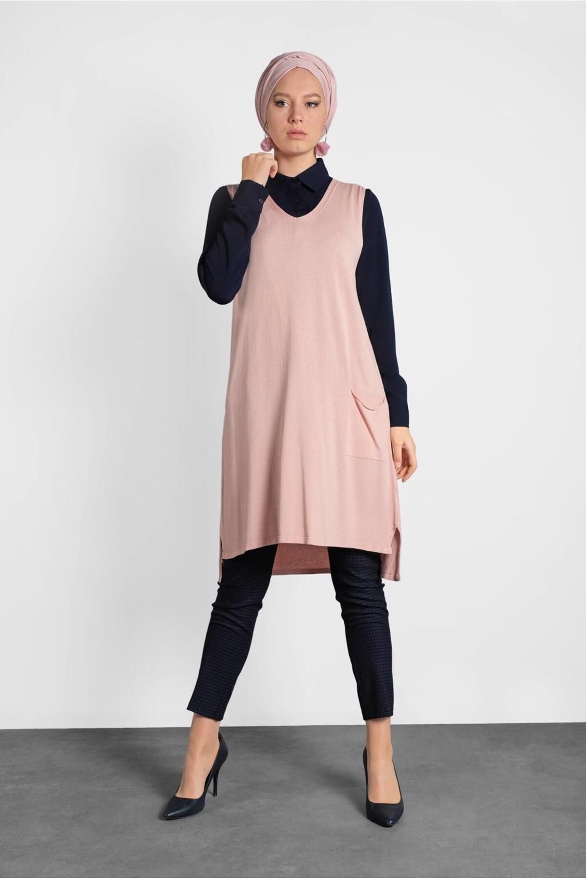بافتنی یقه V تابستانی 40071 Alvina