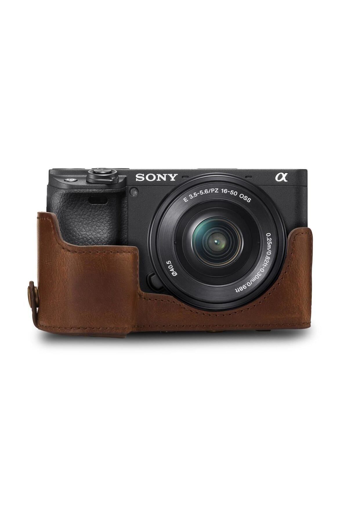 لوازم جانبی کیف چند رنگ مردانه و زنانه Brown Sony Alpha A6400 18 135 میلی متر دوربین چرمی مصنوعی OttoAngelino