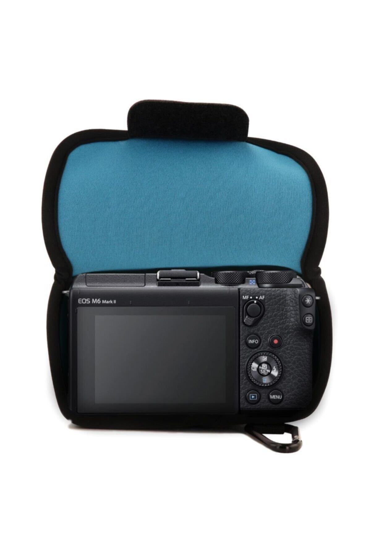 لوازم جانبی کیف مشکی مردانه و زنانه سیاه CAMABER CAMAM NEOPRENE CANON EOS M6 MARK II 18 150 میلی متر سازگار با MegaGear