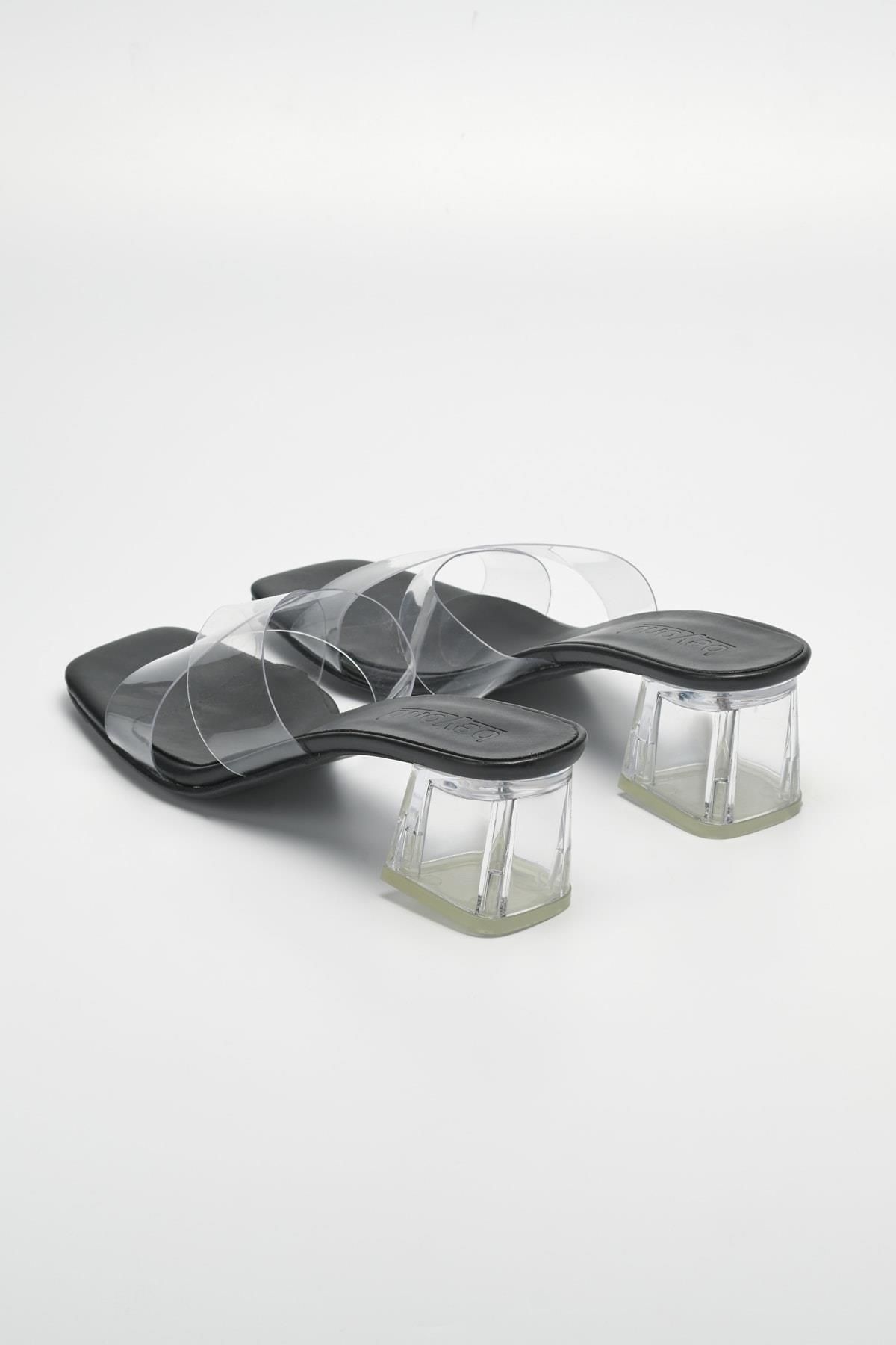 Beyond-Papuci cu toc cu bretele transparente Amatis negri pentru femei 6 cm BYNDBAE01 7