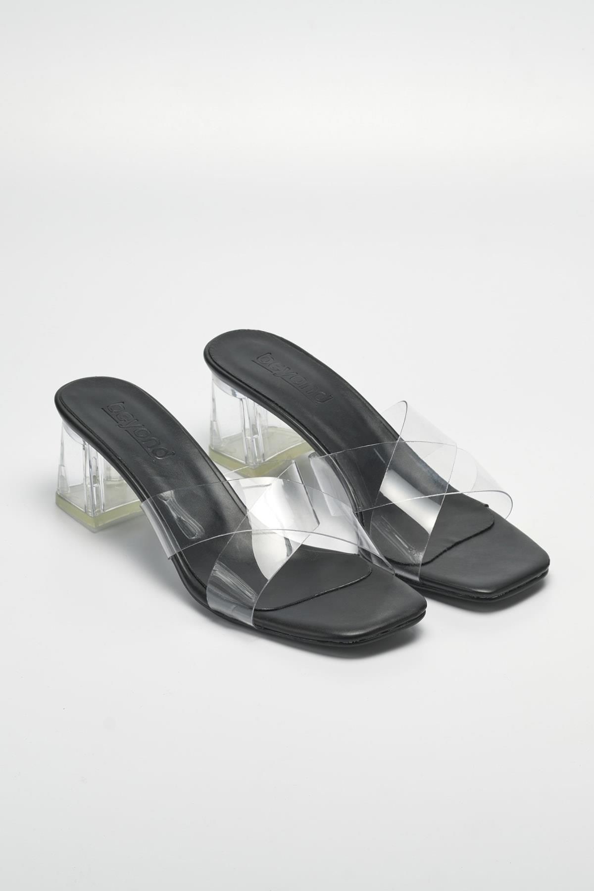 Beyond-Papuci cu toc cu bretele transparente Amatis negri pentru femei 6 cm BYNDBAE01 5