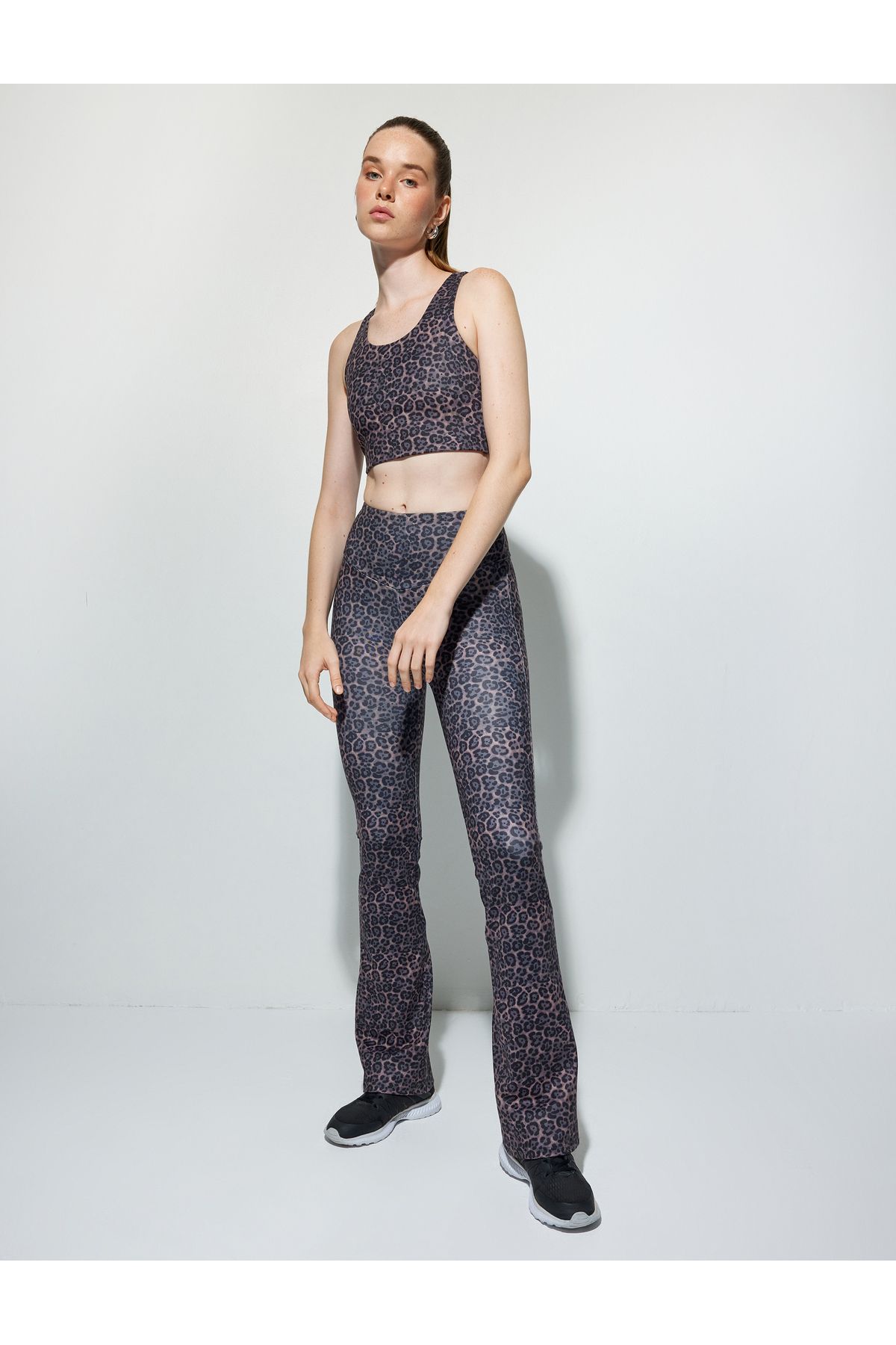 Koton-Leopard Print Sports Bra - Sleeveless, Window Detail, Capless, and Soft Keys 2