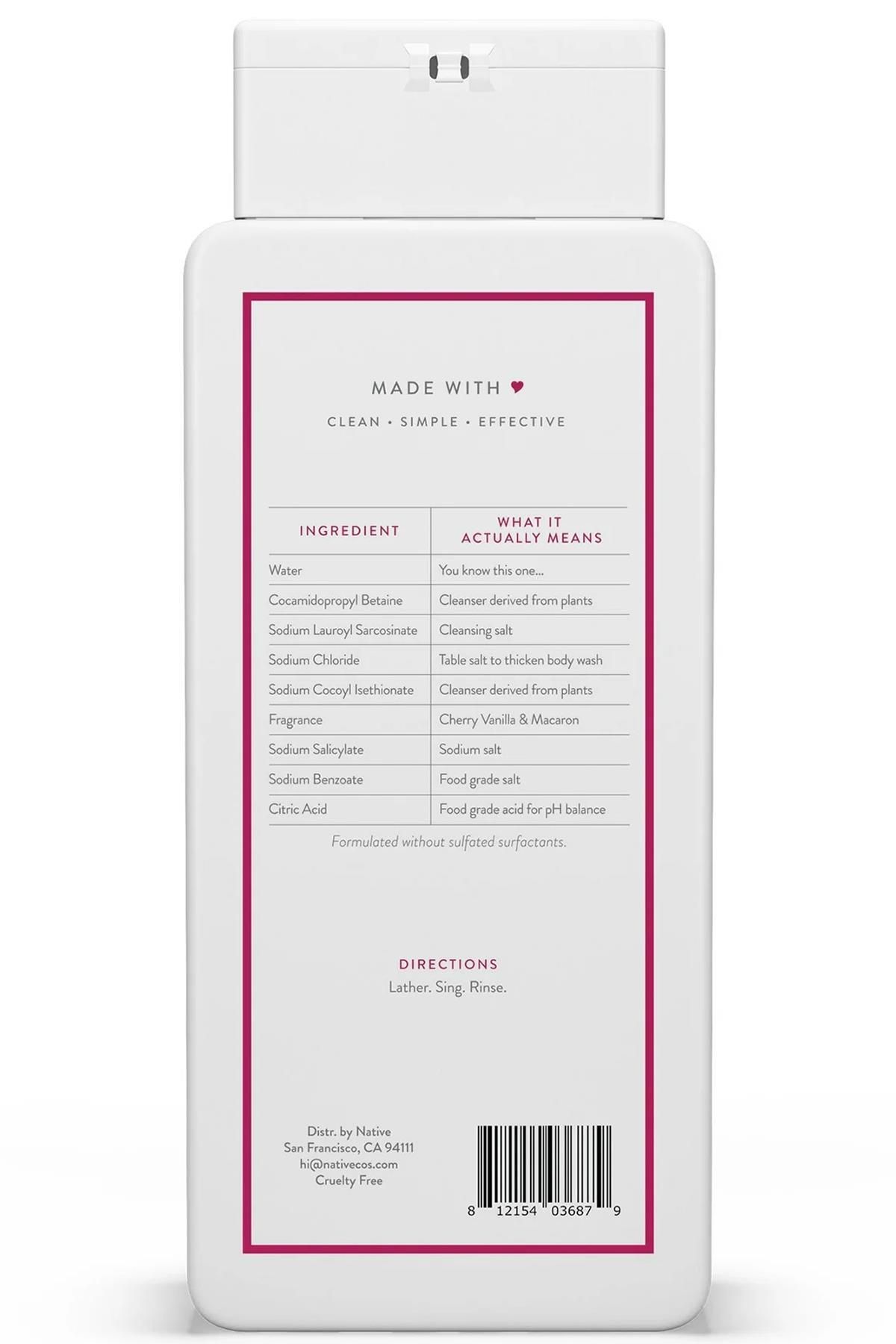 Native-Cherry & Vanilla Macaron Body Shampoo 532ml 2