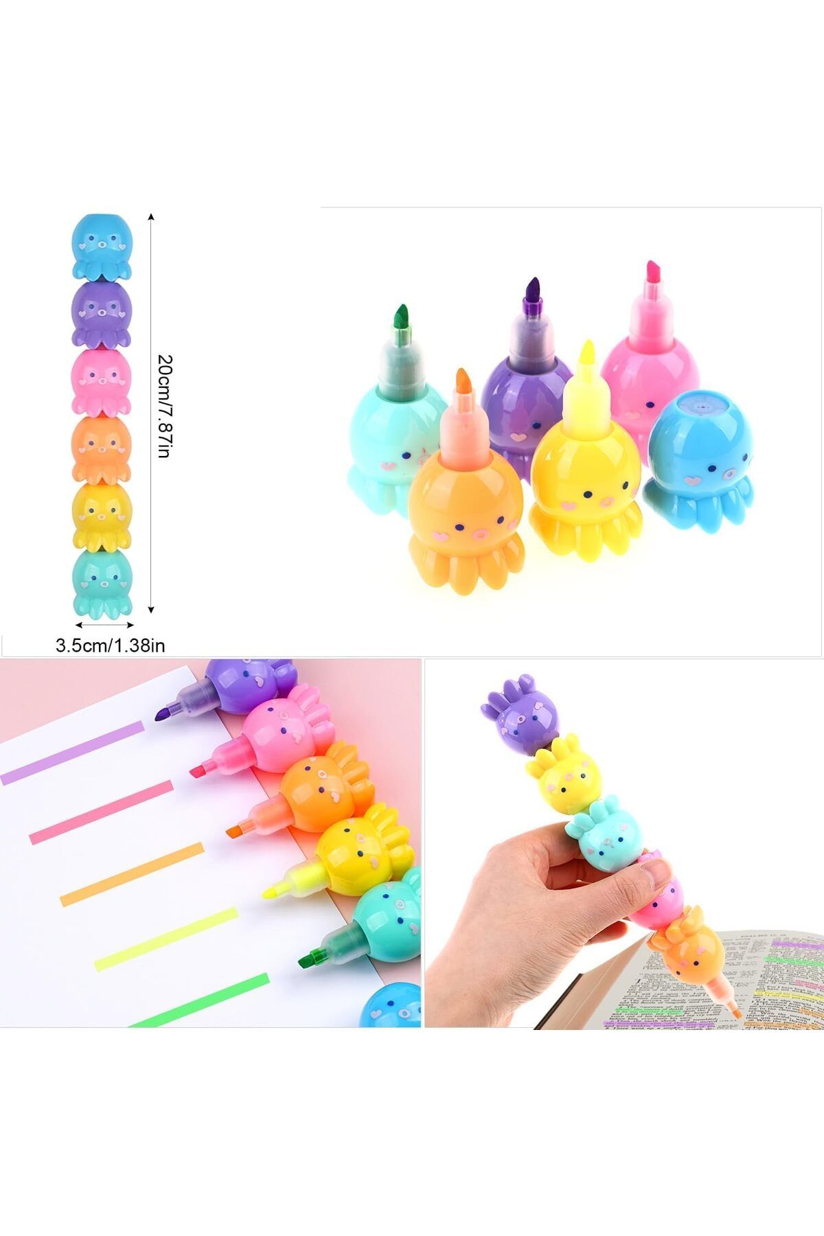 Arabest-6 Pcs (33 Pcs) Mini Highlighter Pens, Pastel Colourful Detachable Highlighter 7