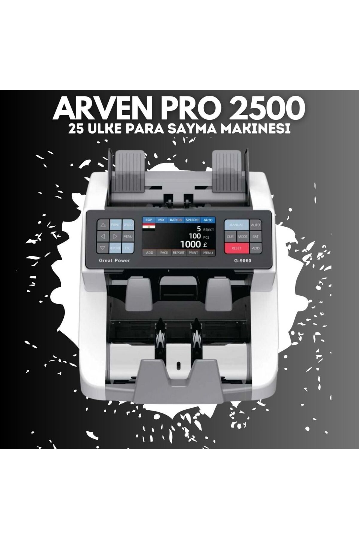 Store Arven Pro 2500 25 Ülke Karışık Para Sayma Makinesi Çift Katlı Çift Cıslı