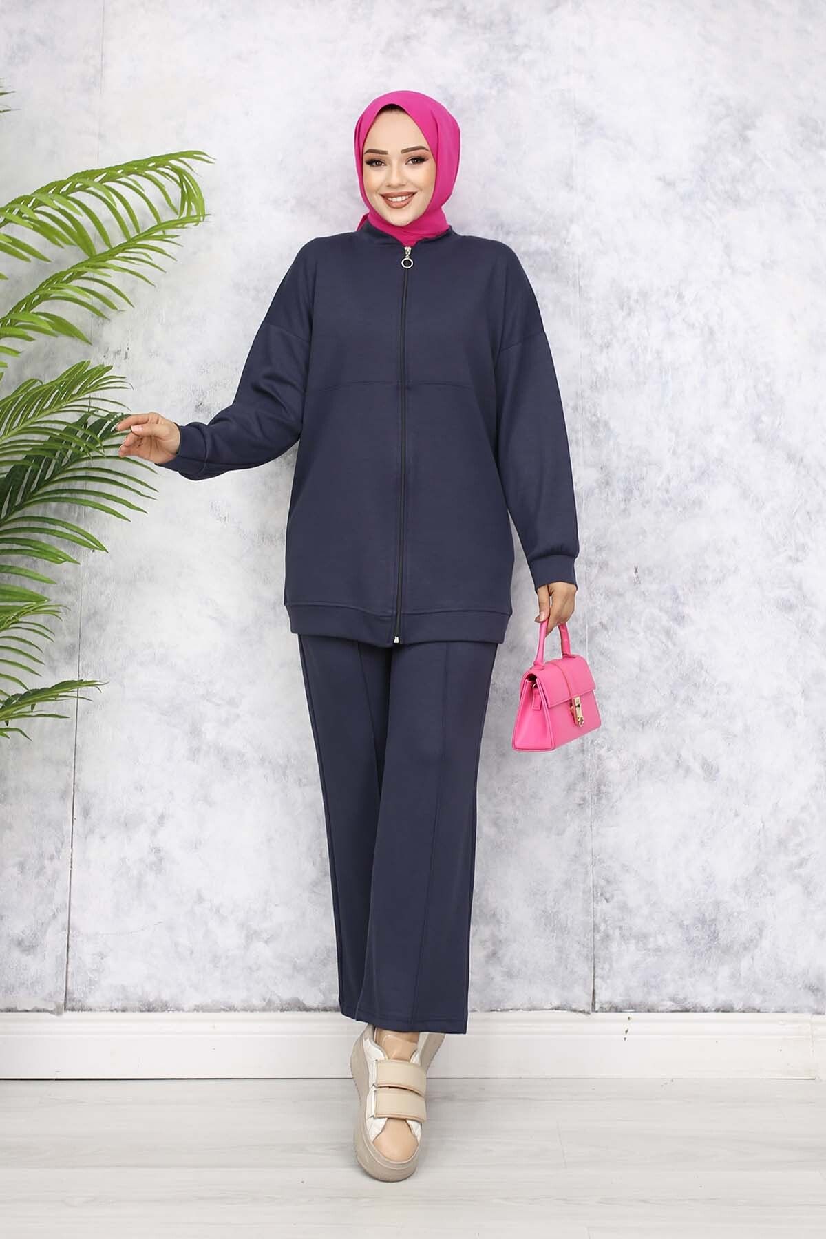 giyze-Zippered Double Suit Anthracite 3344 5