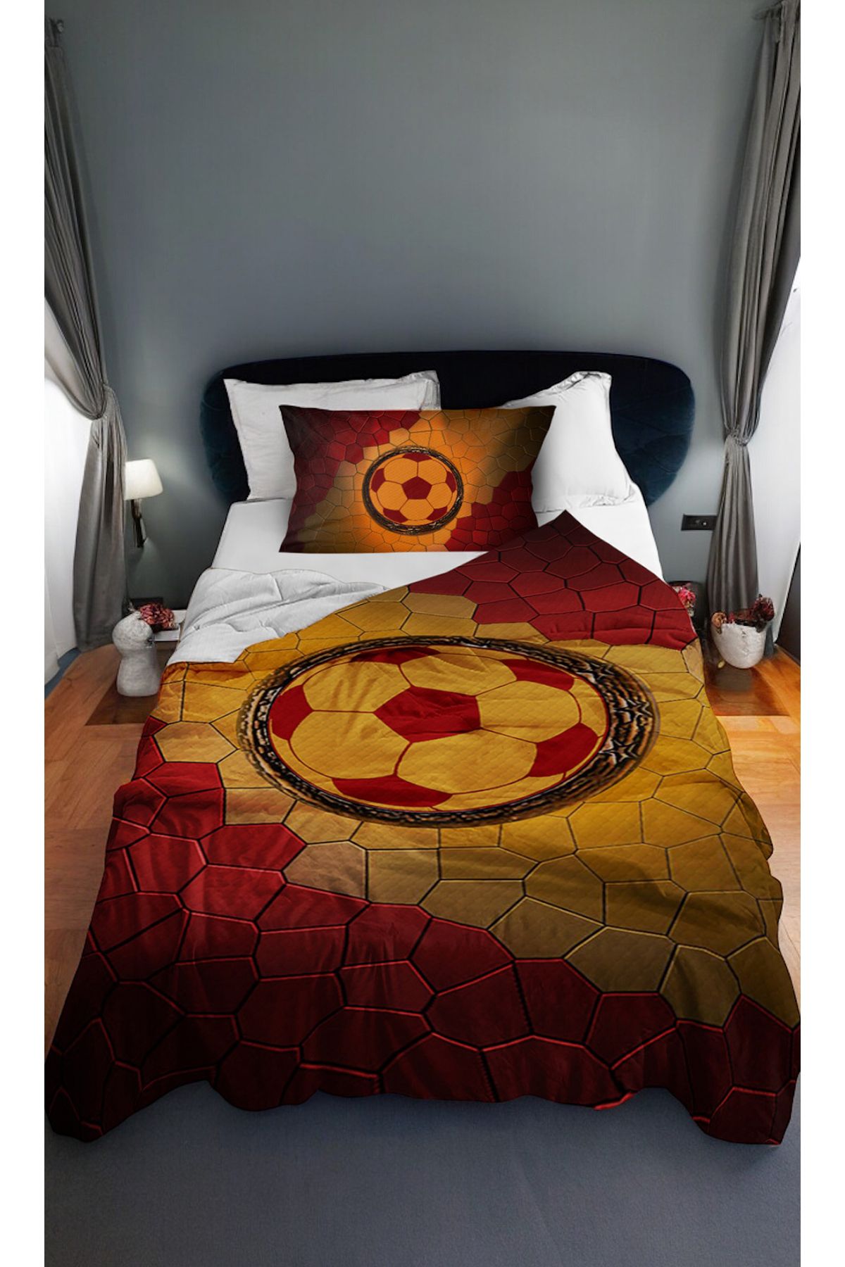 HOMESSA Taraftar Futbol Tek Kişilik Pike Fon Perde