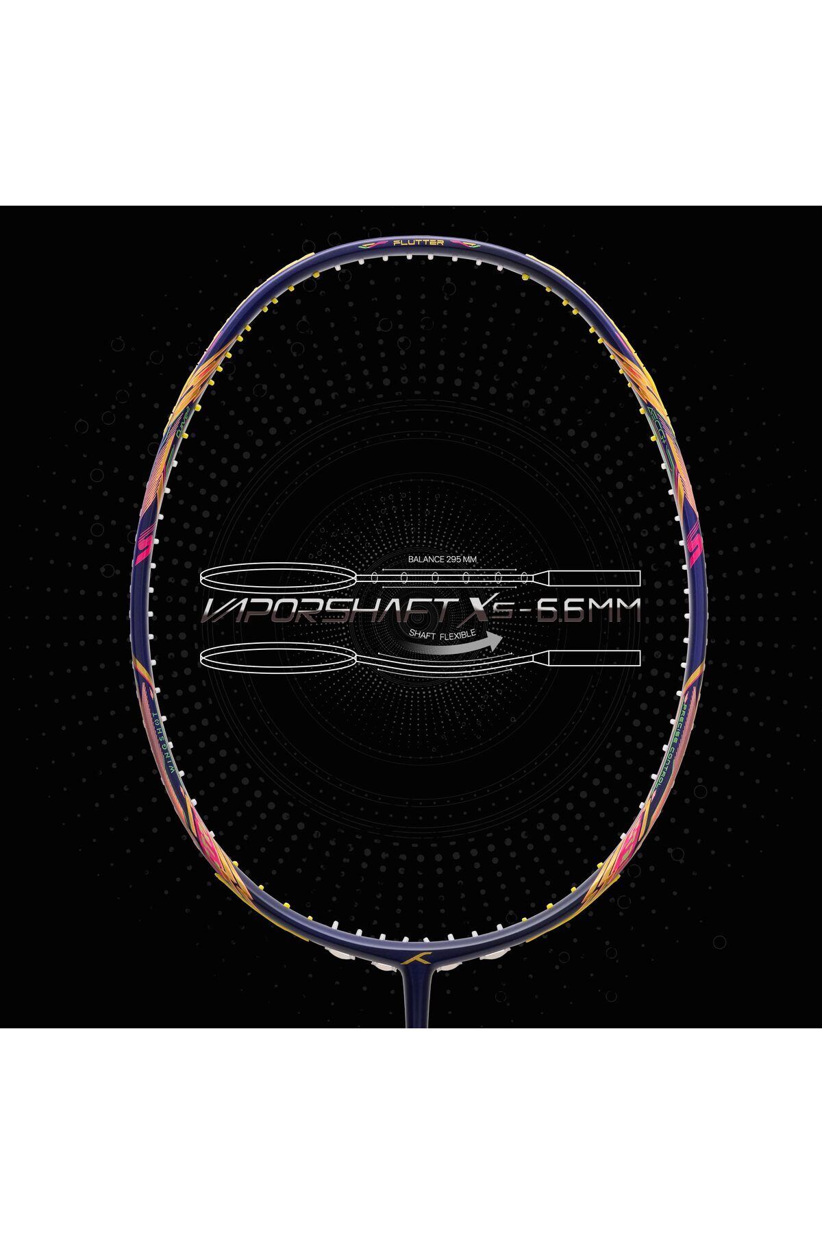 Hundred-Flutter S Ctrl Carbon Fibre Badminton Racket | Navy/lime | 80g | 32lbs Tension 2