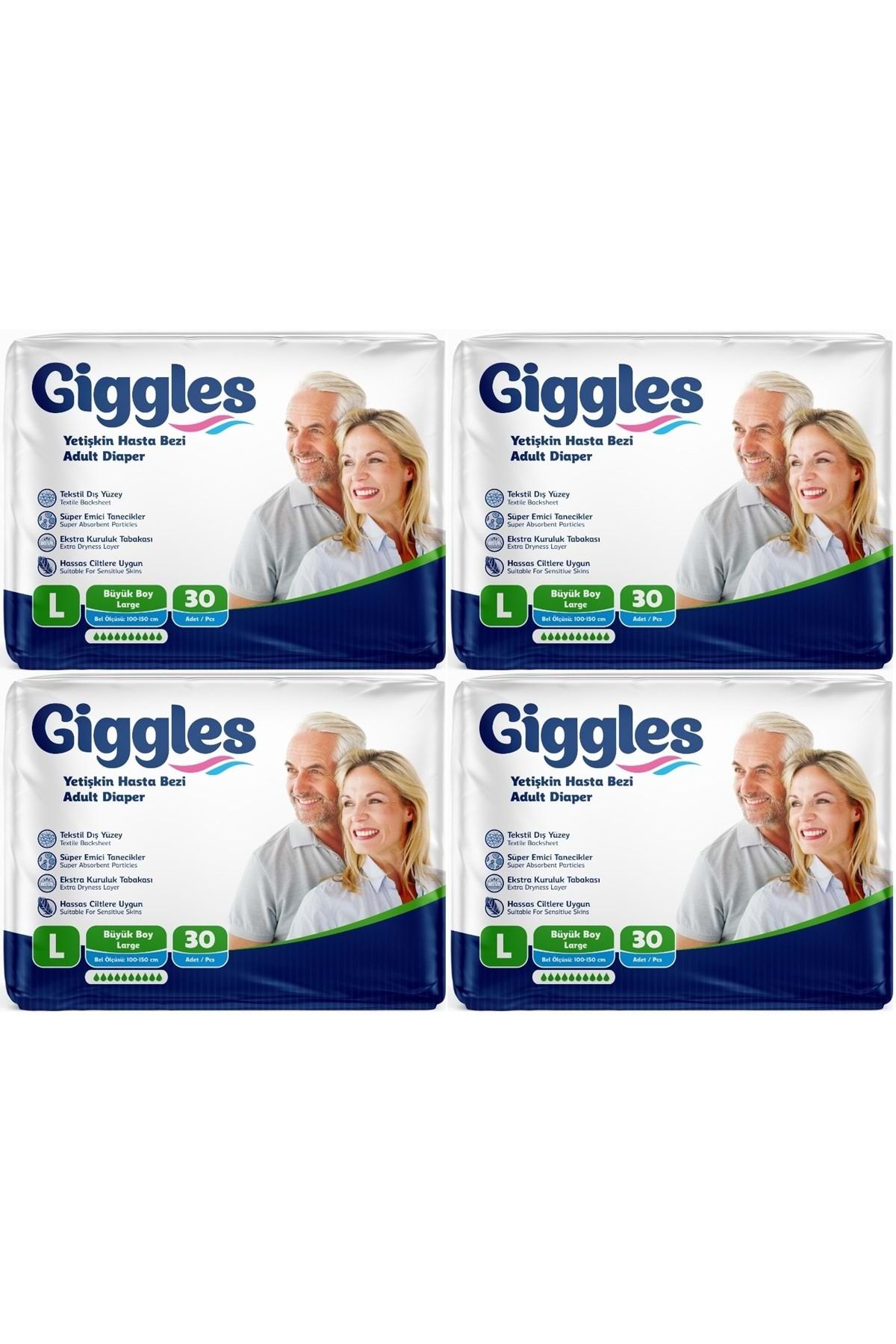 giggles Hasta Bezi Yetişkin Bel Bantlı Tekstil Yüzey Büyük - Large (L) 120 Adet (4PK*30)