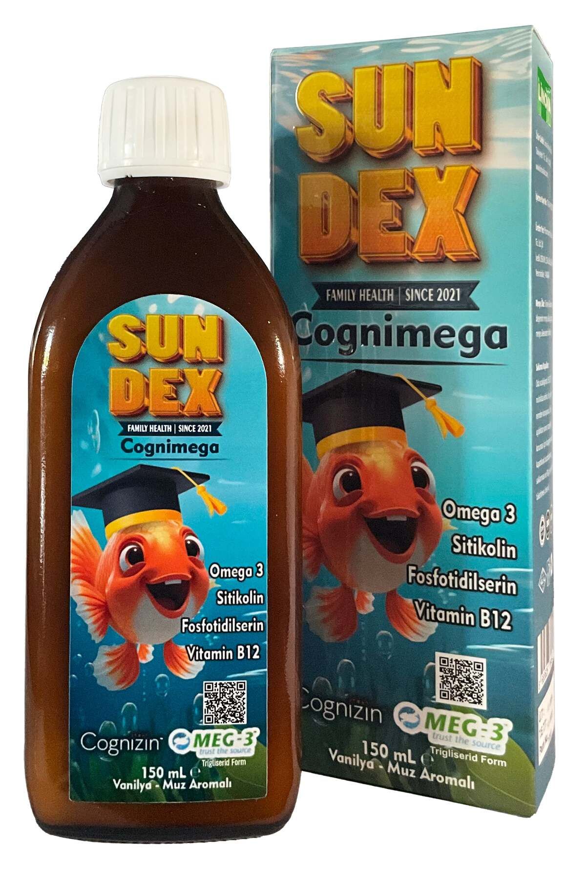 Sun Dex Family Health Since 2021 Cognimega DHA Omega 3, Sitikolin, Fosfotidilserin, Vitamin B12 150 ml