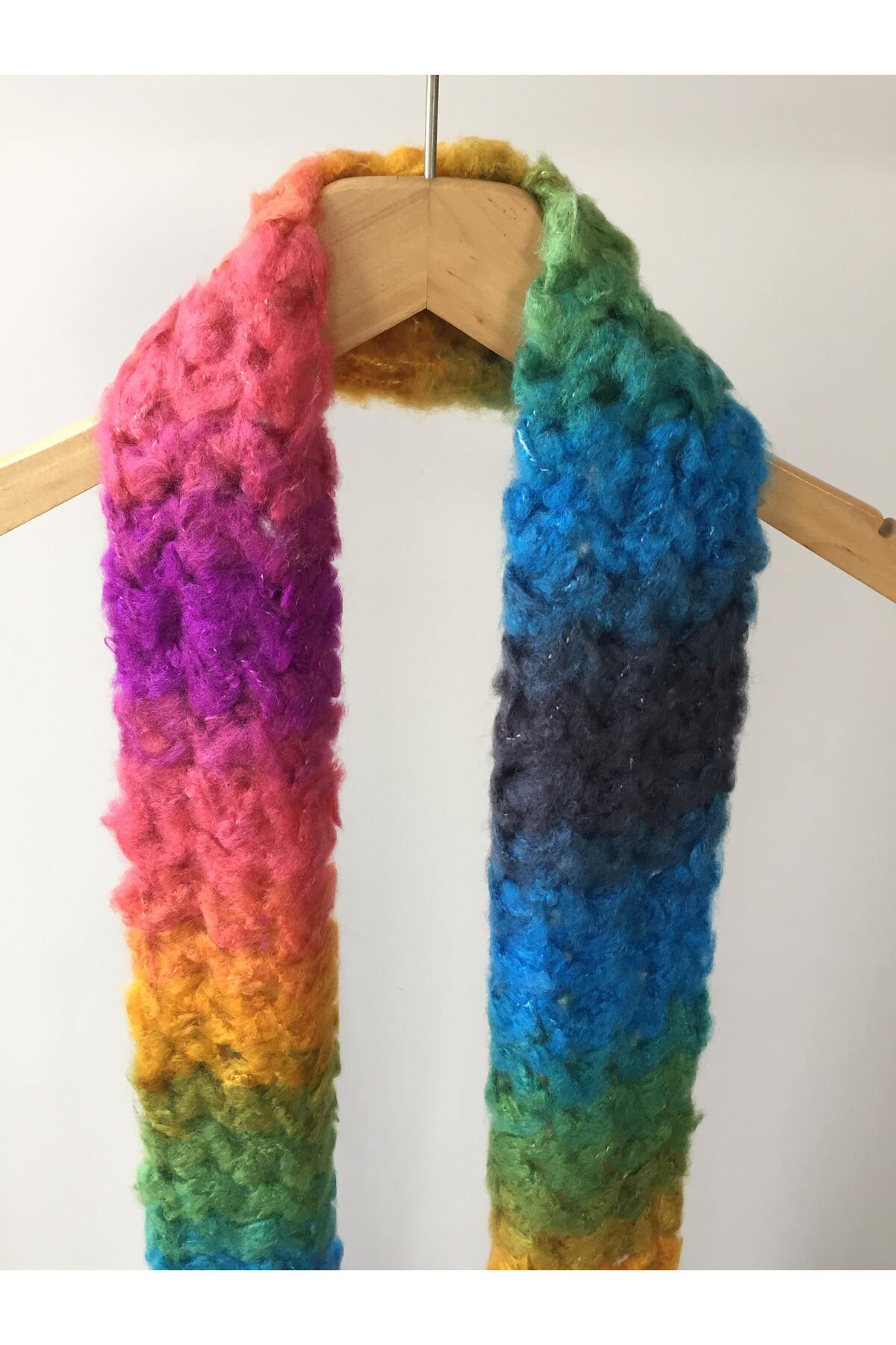 Mora Örgü  Mora Knit Atkı El Örgüsü Hafif Yumuşak (18x220cm 165g) Özel Örgü Atkı (MK 1) - Görsel 3