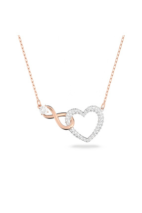 Swarovski Hyperbola Kolye, Sonsuzluk ve kalp, Beyaz, Karışık metal yüzey