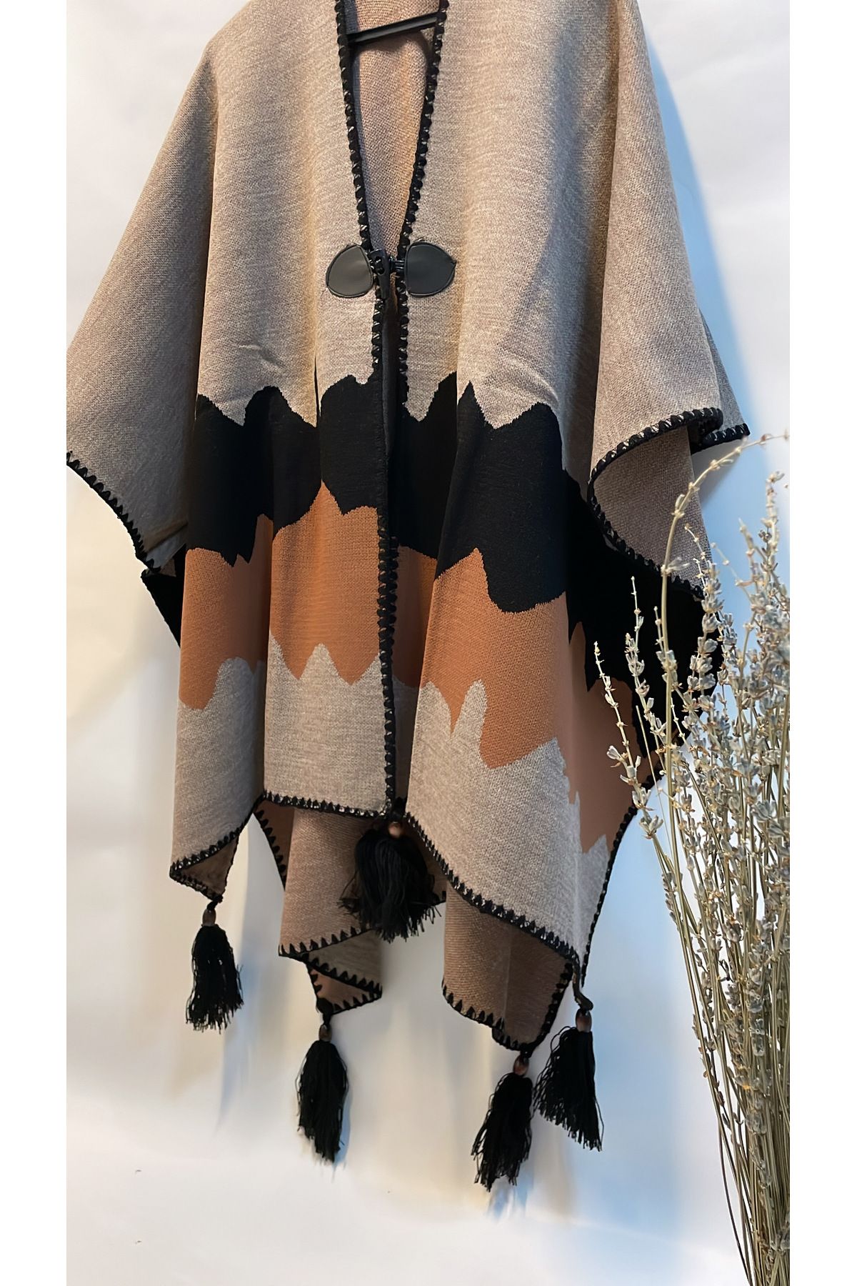 Onur-New Product - Special Woven Knitwear Poncho, Winter Skirt with Pattern, Luxury Fashion Store 3