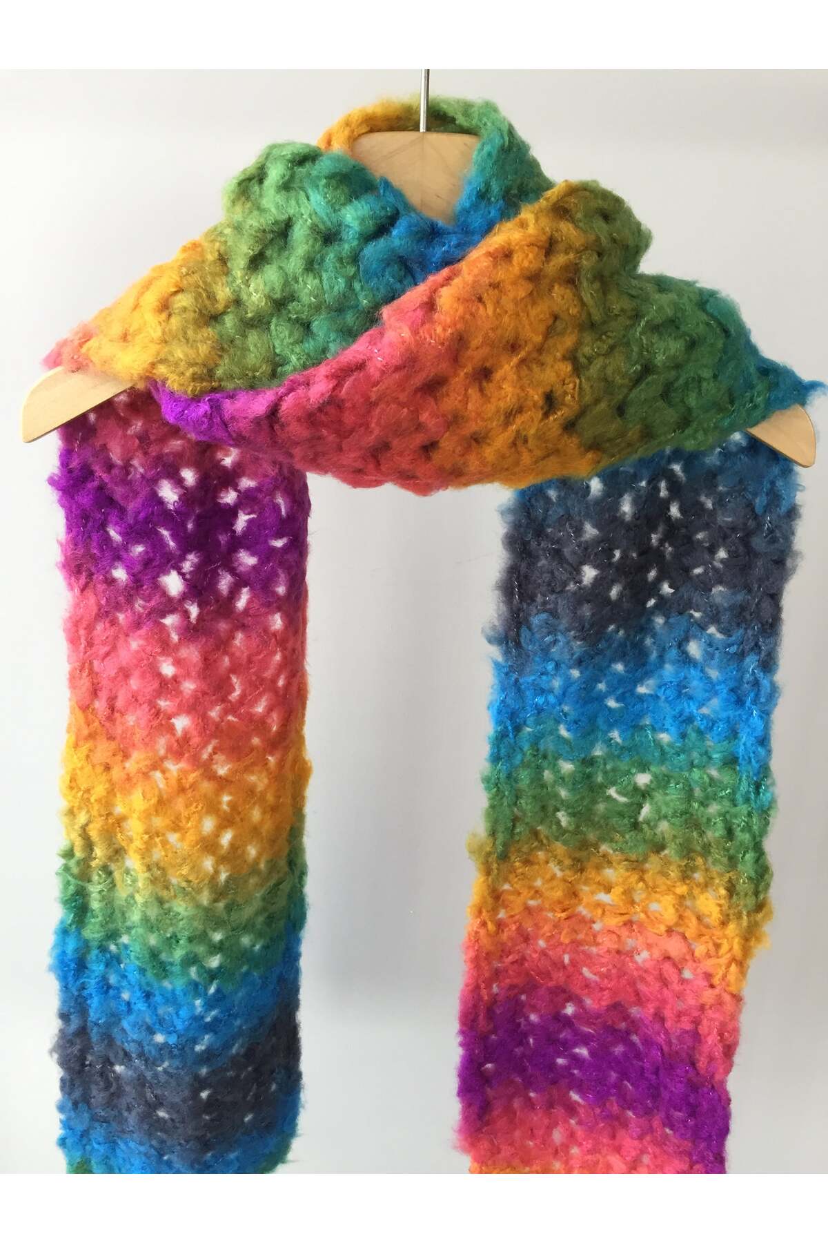 Mora Örgü  Mora Knit Atkı El Örgüsü Hafif Yumuşak (18x220cm 165g) Özel Örgü Atkı (MK 1) - Görsel 6