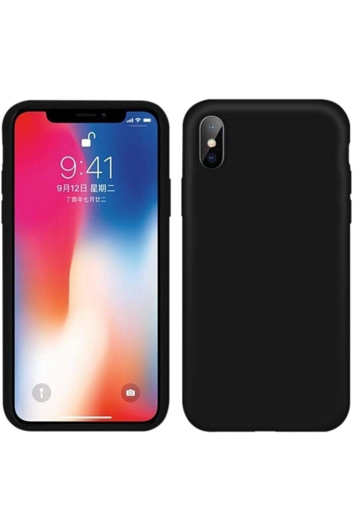 STOREMAX efshopx iPhone X/XS Kadife Silikon Siyah, Standart New Desing 1002192