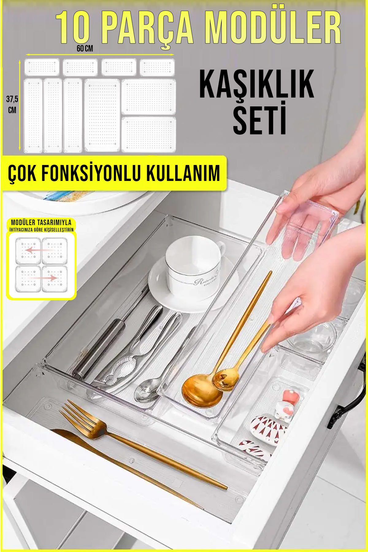 FİTHOME 10 Parça Çok Amaçlı Modüler Kaşıklık ve Kepçelik