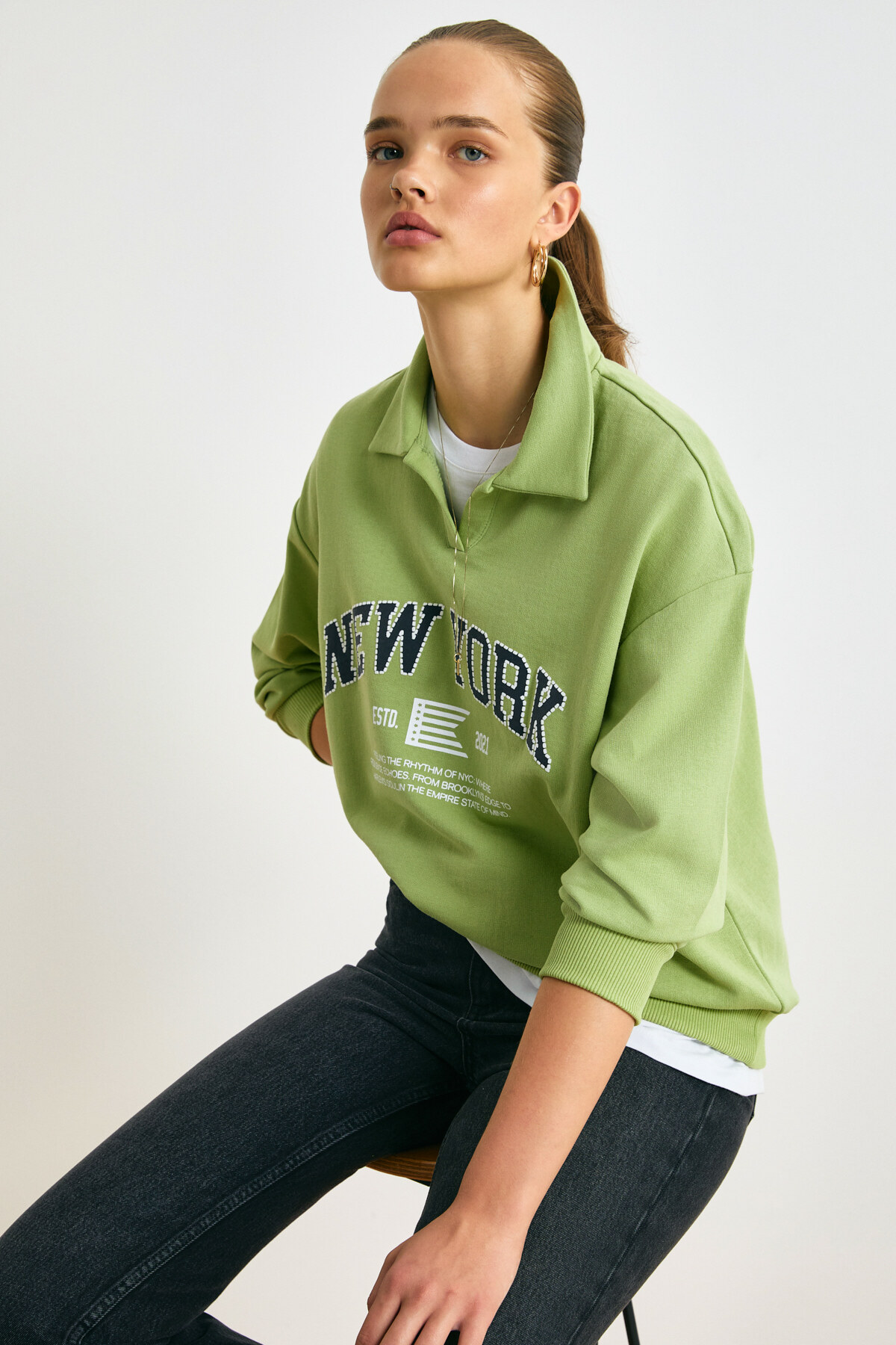 GRIMELANGE  NIKITA Kadın Yeşil Sweatshirt - Görsel 4