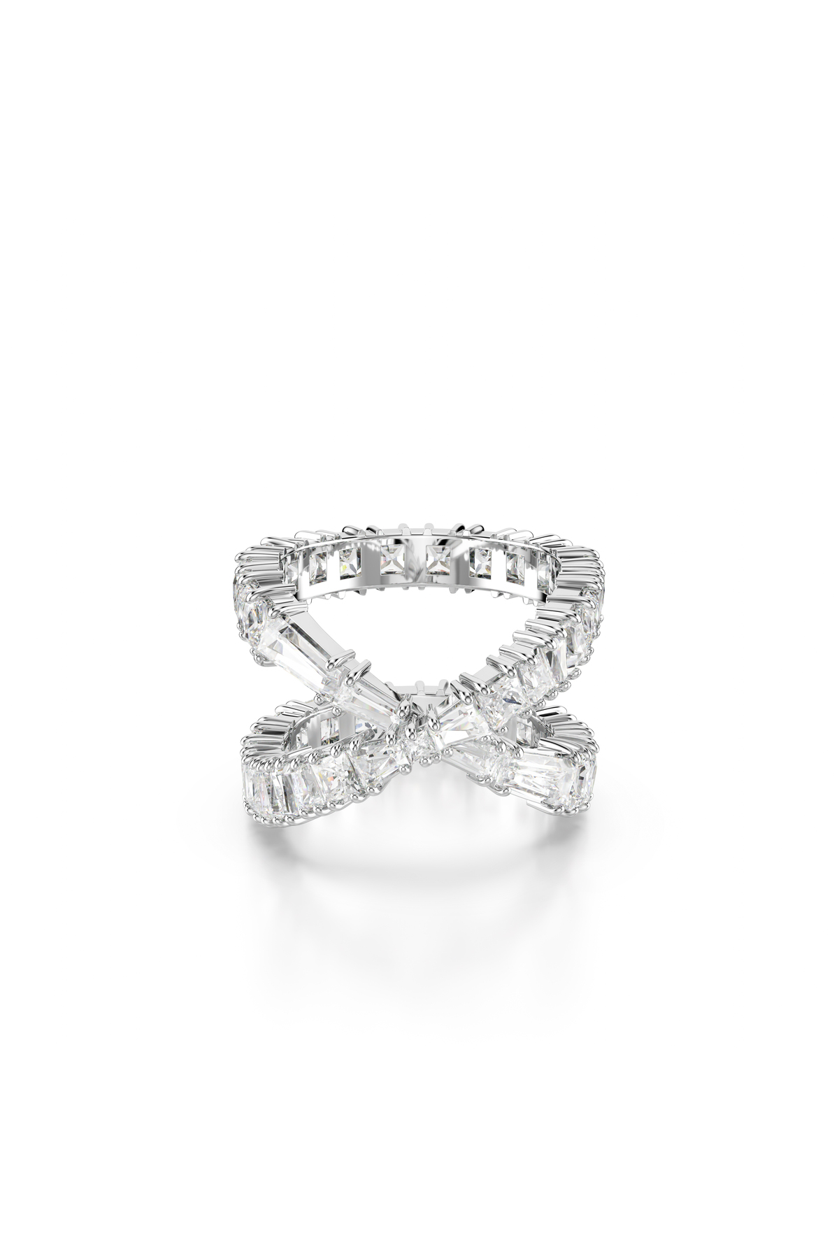 Hyperbola Ring, Infinity, White, Silver colored surface