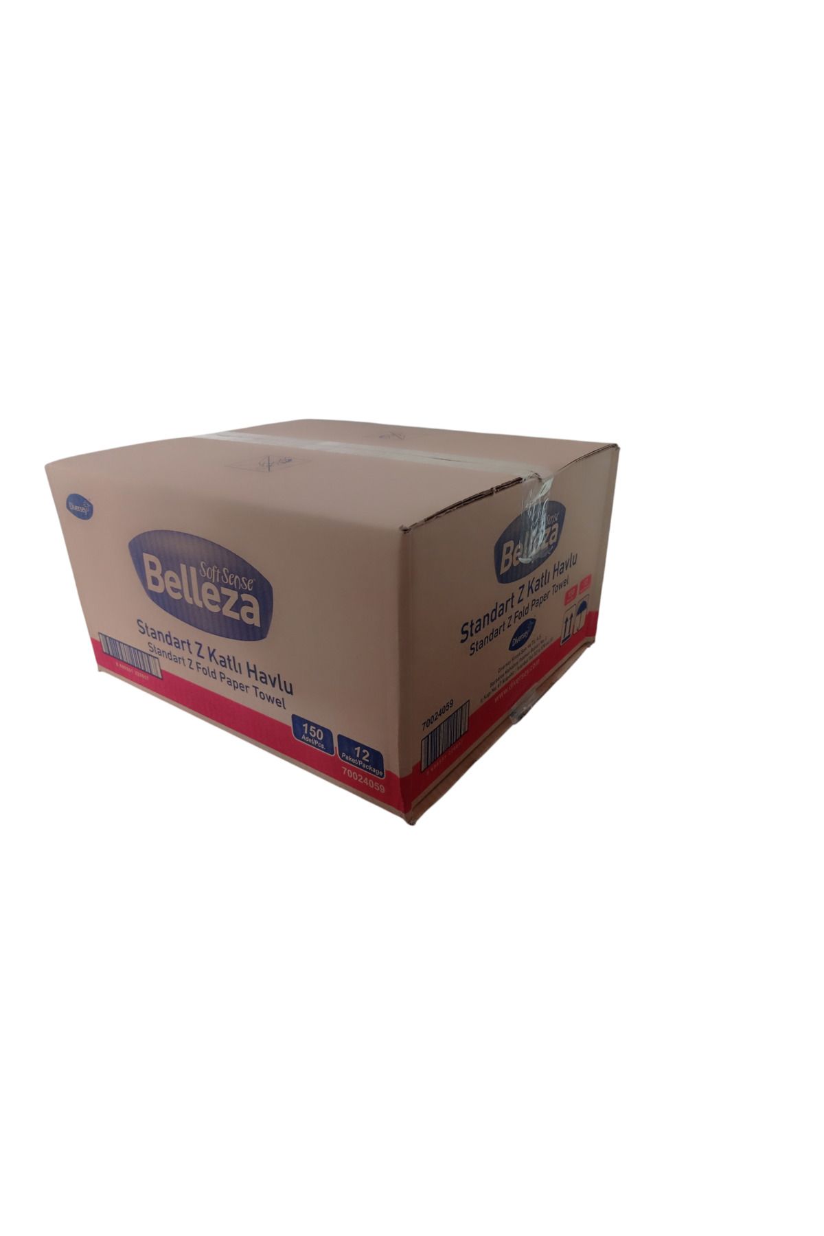 BELLEZA-Standard Z Towels 12 Packs of 150 (1 Box) 20*24 Cm. Diversey 70024059 2