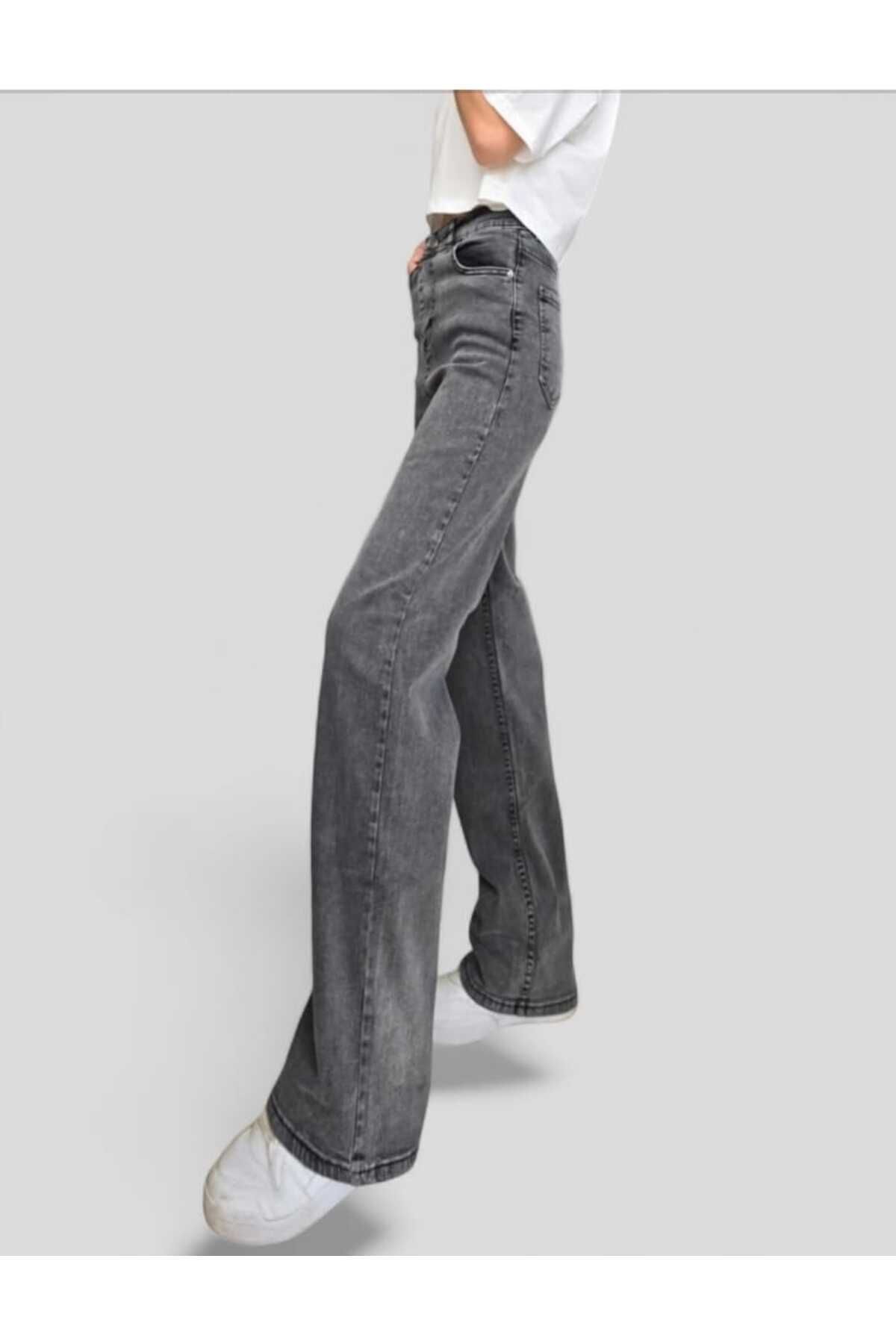 WODDİ Duryn Salaş Jeans Kot Pantolon Füme