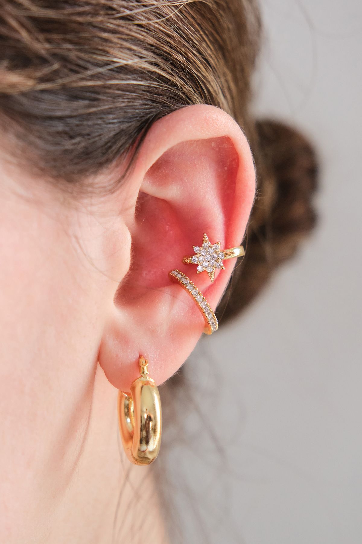 AURRARİ 2'li Gold Renk Kuzey Yıldızı Earcuff