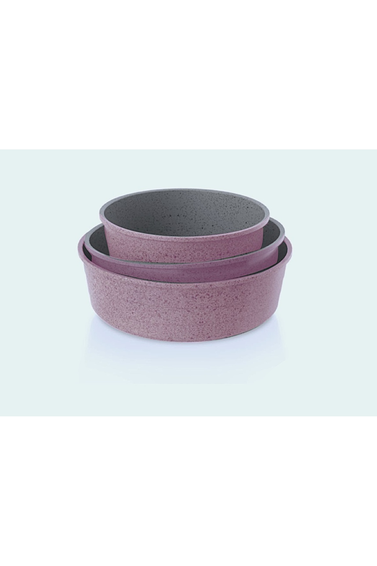 NEOFLAM ,Midas,Round Ovenware Set of 3pcs,non stick cast Aluminum,(Round 24,26,28 CM),Pink Marble