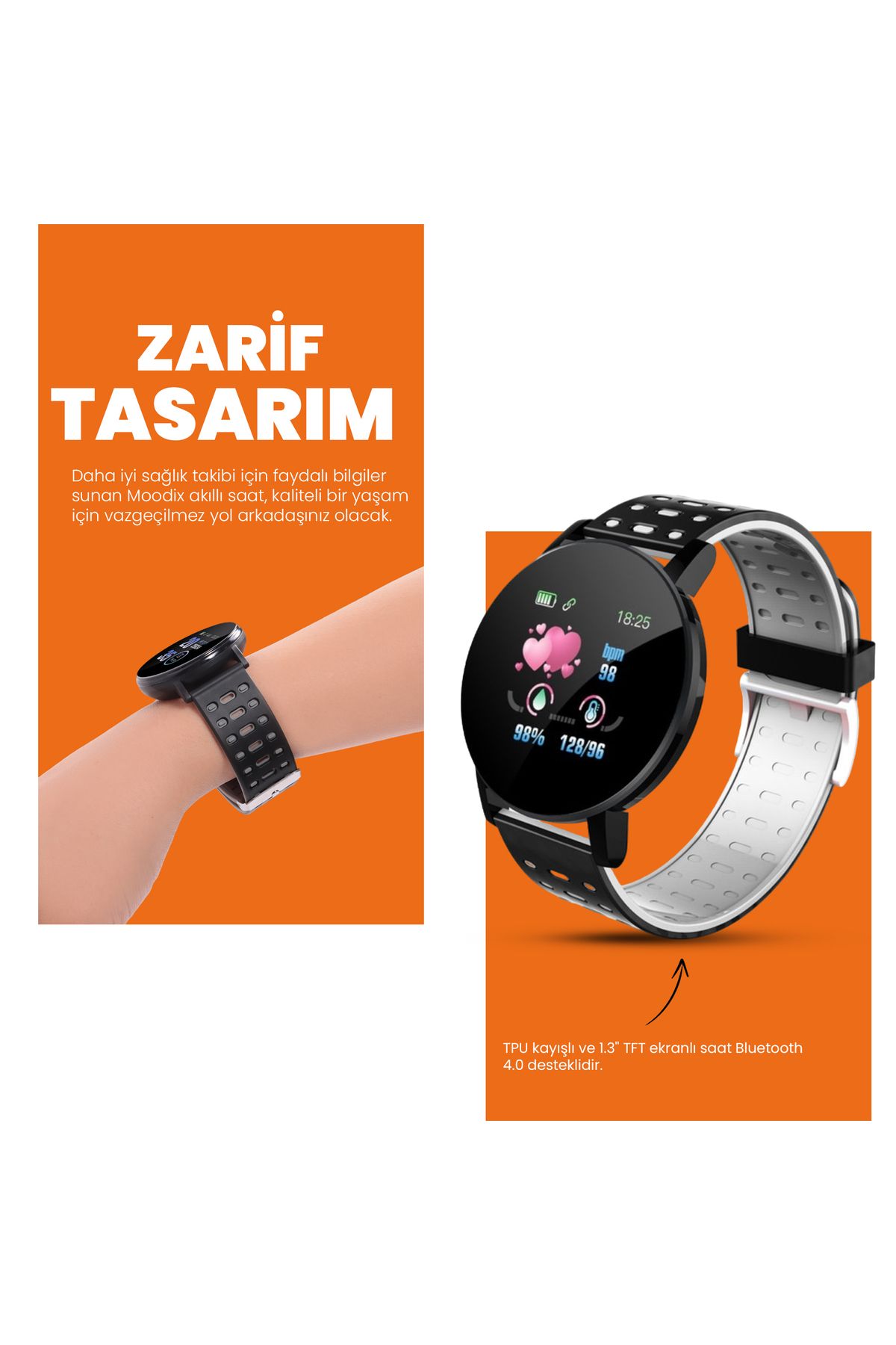 Moodix-We23k18b Smartwatch – Schwarz & Grau, Gesundheits- & Aktivitätstracker 6