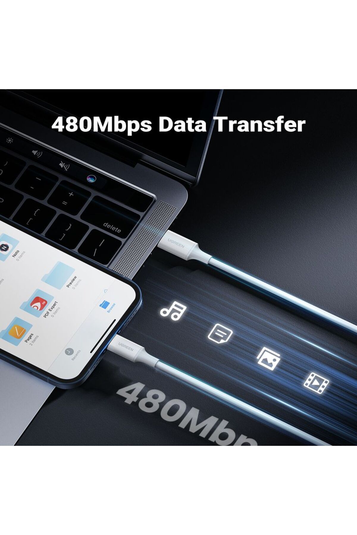 Ugreen-كابل شحن ومزامنة بيانات USB-C إلى Lightning بطول 1 متر - أبيض 5