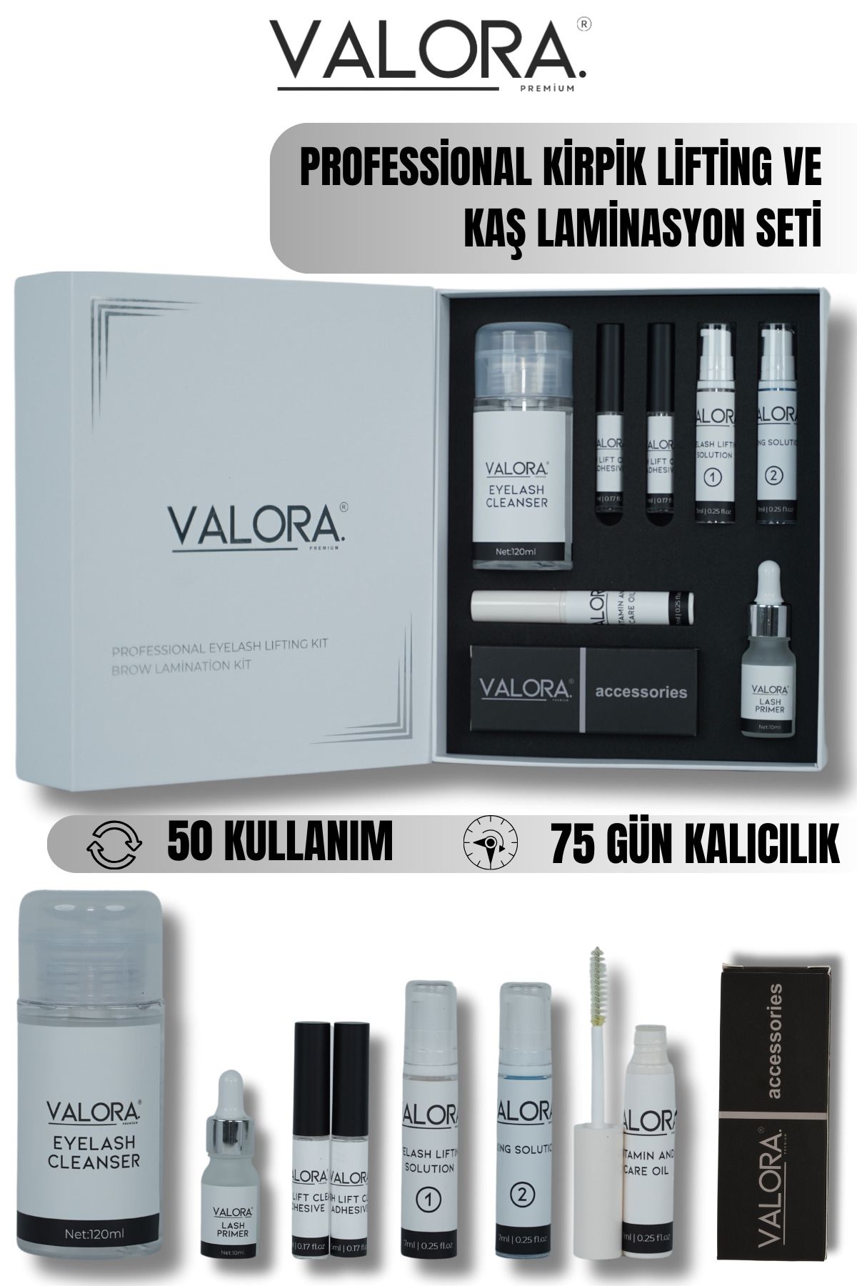 Valora Kirpik Lifting Ve Kaş Laminasyon Seti (50 KULLANIM)