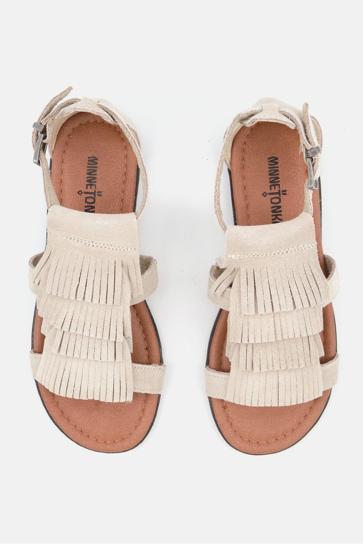 Minnetonka-Women Suede Adjustable Buckle Sandals, Grey 4
