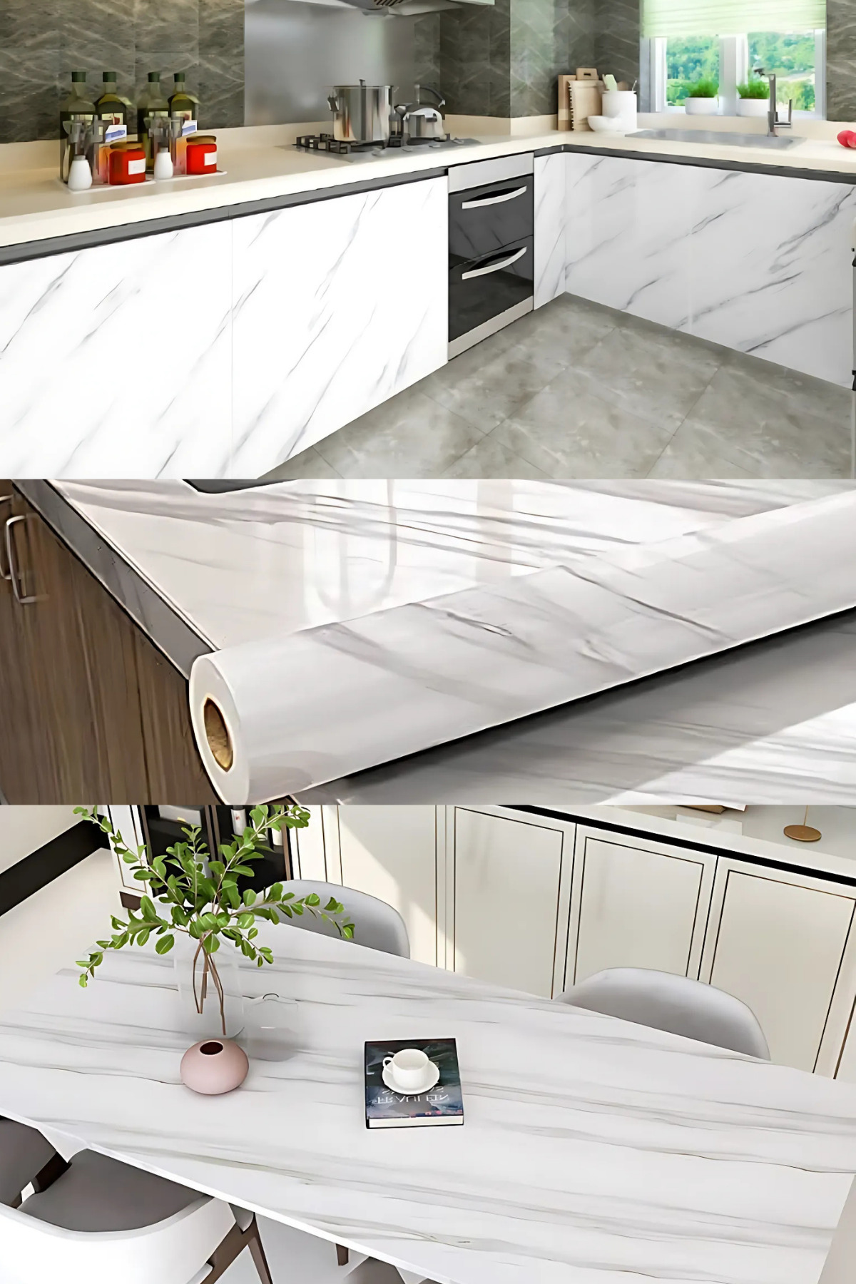 Vekorr Mermer Desenli Yapışkanlı Kaplama Kağıt Tezgah Dolap