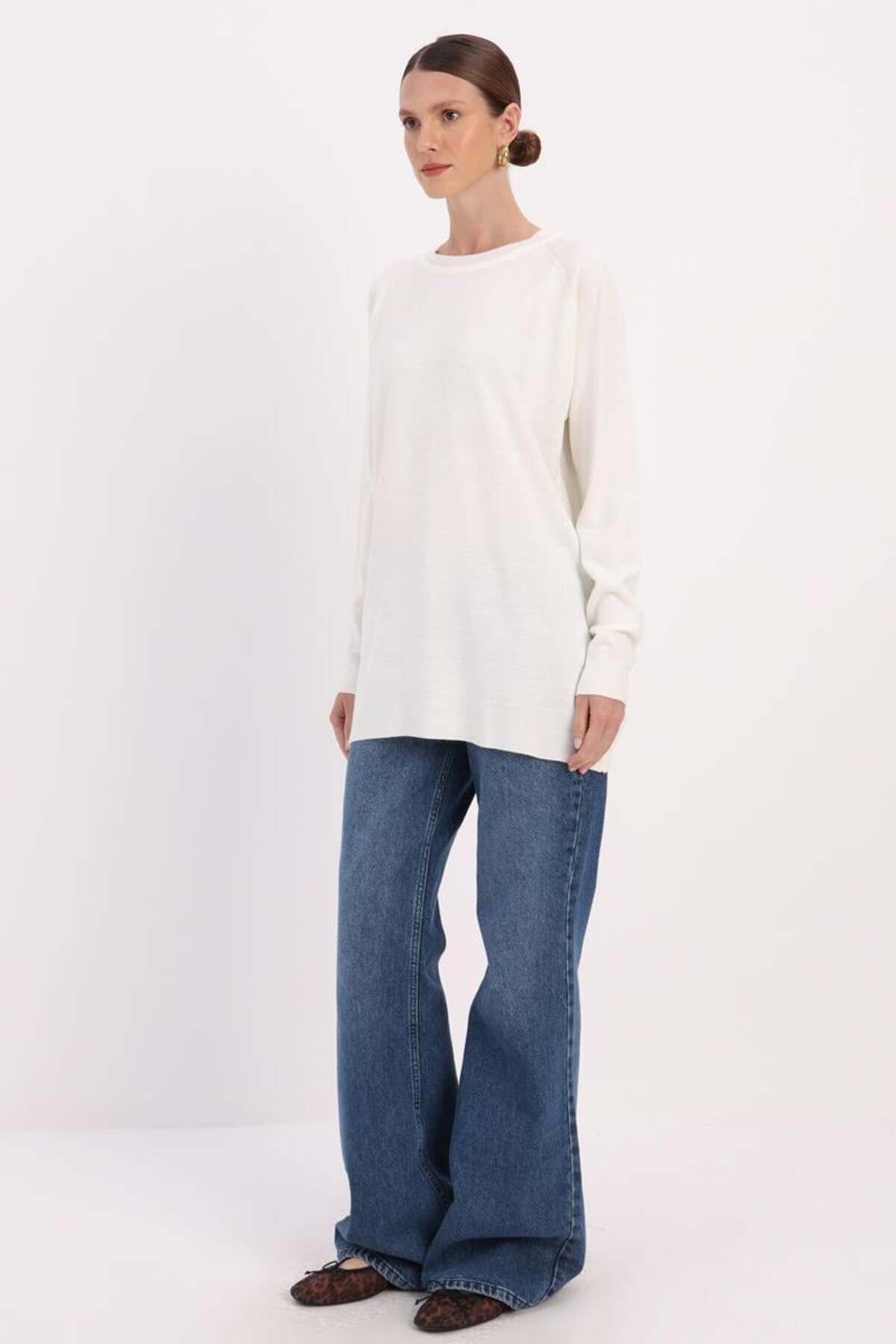 ALLDAY-Ecru-Basic Reglan Cycling Collar Sweater 3
