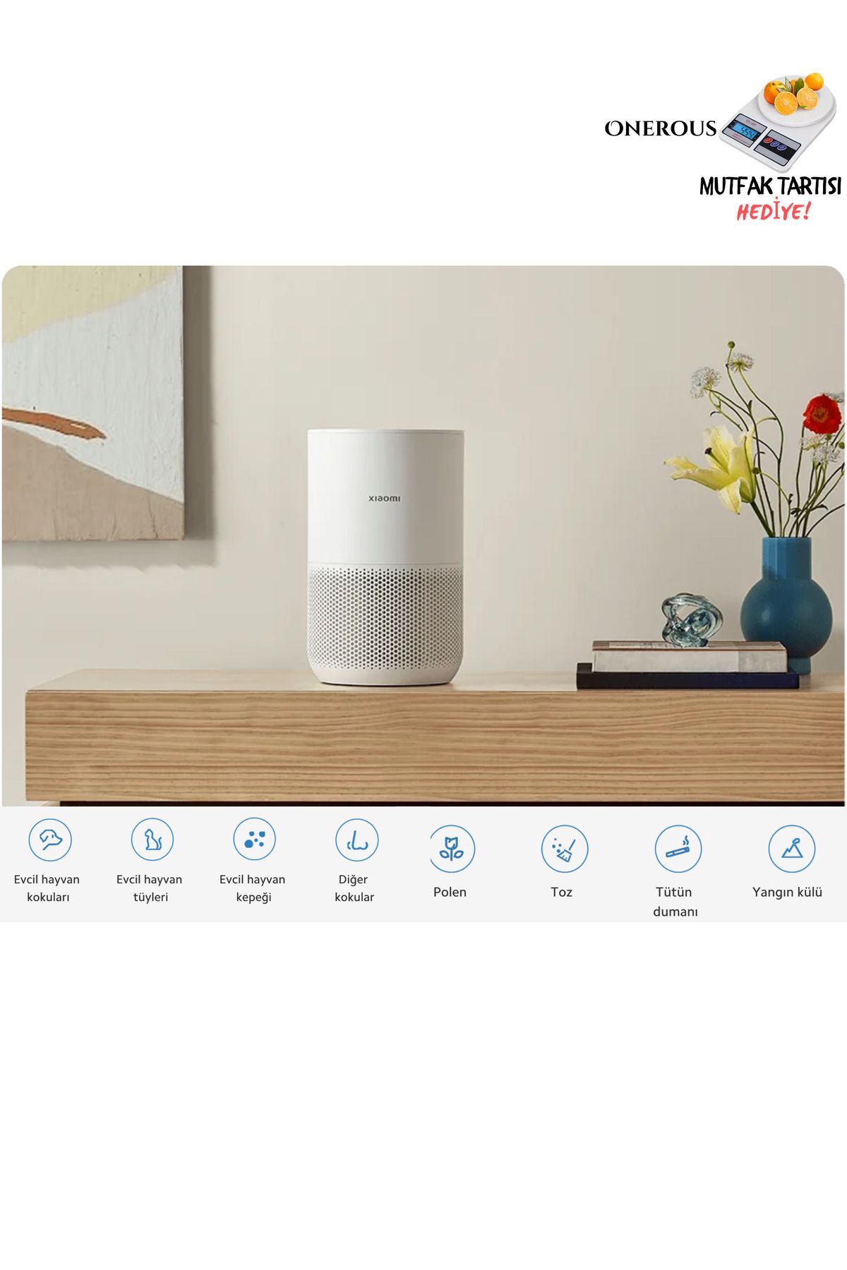 Xiaomi Compact Hava Temizleyici | Alerjen giderme | Akıllı kontrol | 3 ü 1 arada Yüksek Verimli Filtre