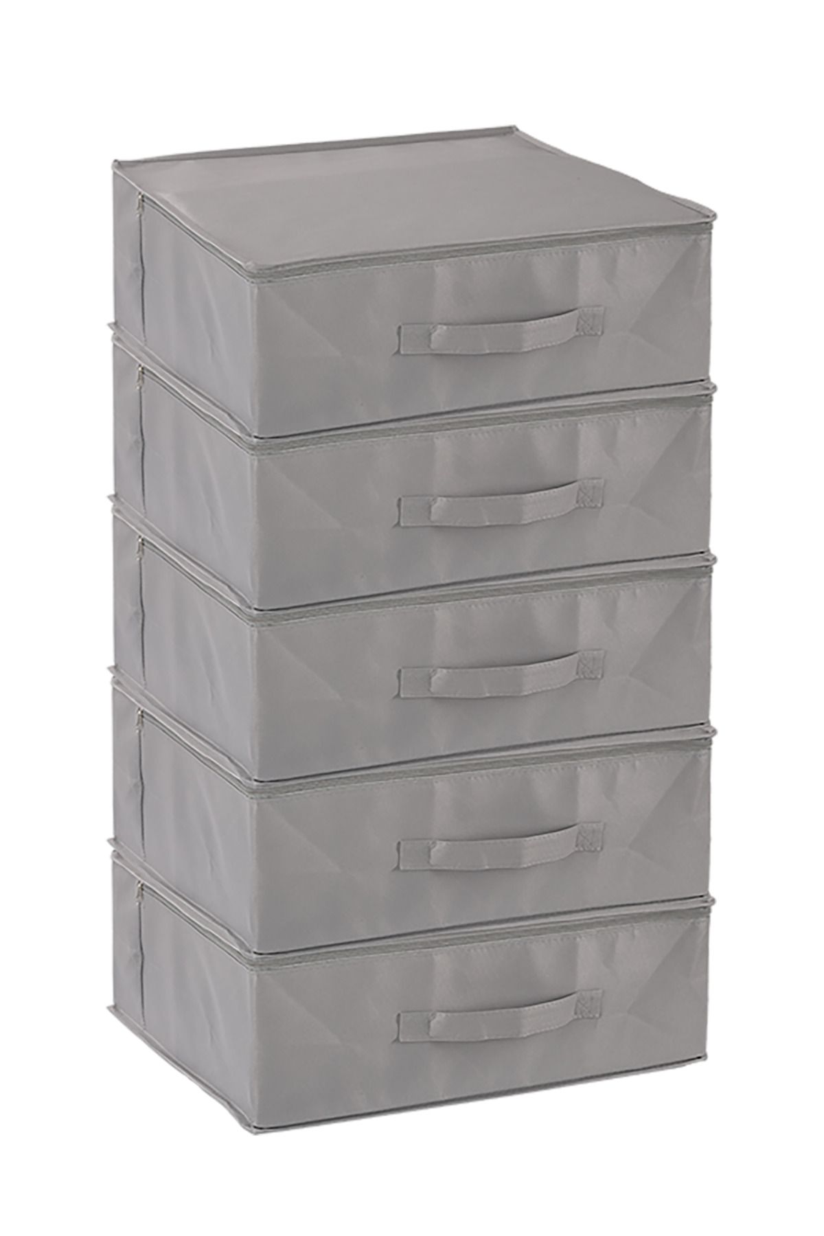 teknotrust Gri 5'li Set 53x44x21 cm Baza Altı ve Dolap İçi Organizer, Yorgan ve Yastık Düzenleyici