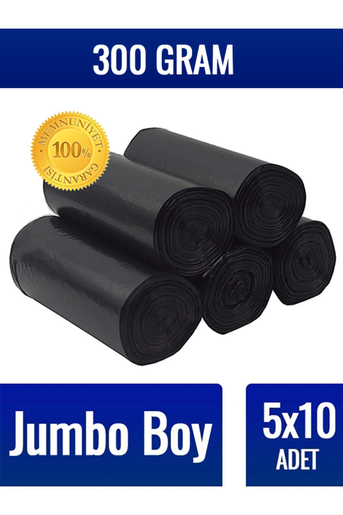 naft Çöp Torbası Jumbo Boy 10’lu 5 Rulo 300 gr Ultra Kalın 80x110 Çöp Poşeti