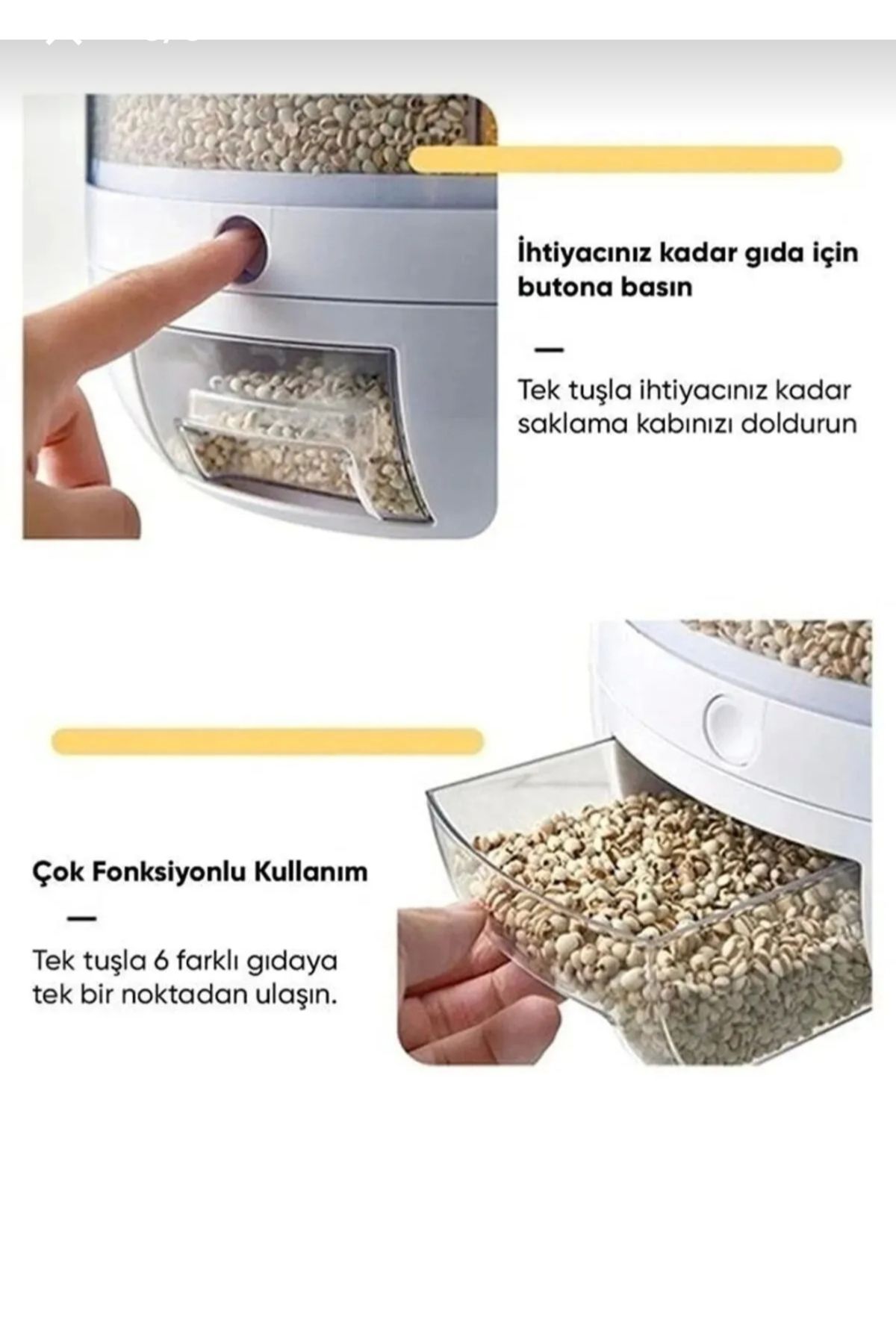 HBNC-360 °   Rotatable Dry Food and Pulses Organizer 6 Compartment Storage Container 6 Lt 5