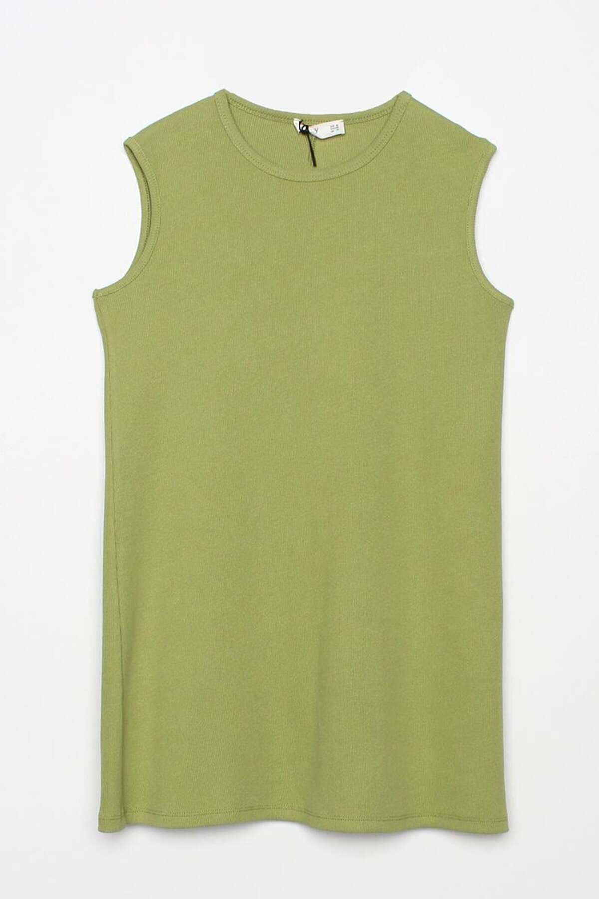 ALLDAY-Light Green-Cotton Ribbed Sleeveless T-Shirt 7