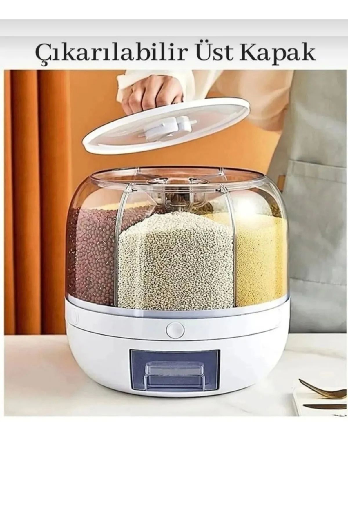 HBNC-360 °   Rotatable Dry Food and Pulses Organizer 6 Compartment Storage Container 6 Lt 1
