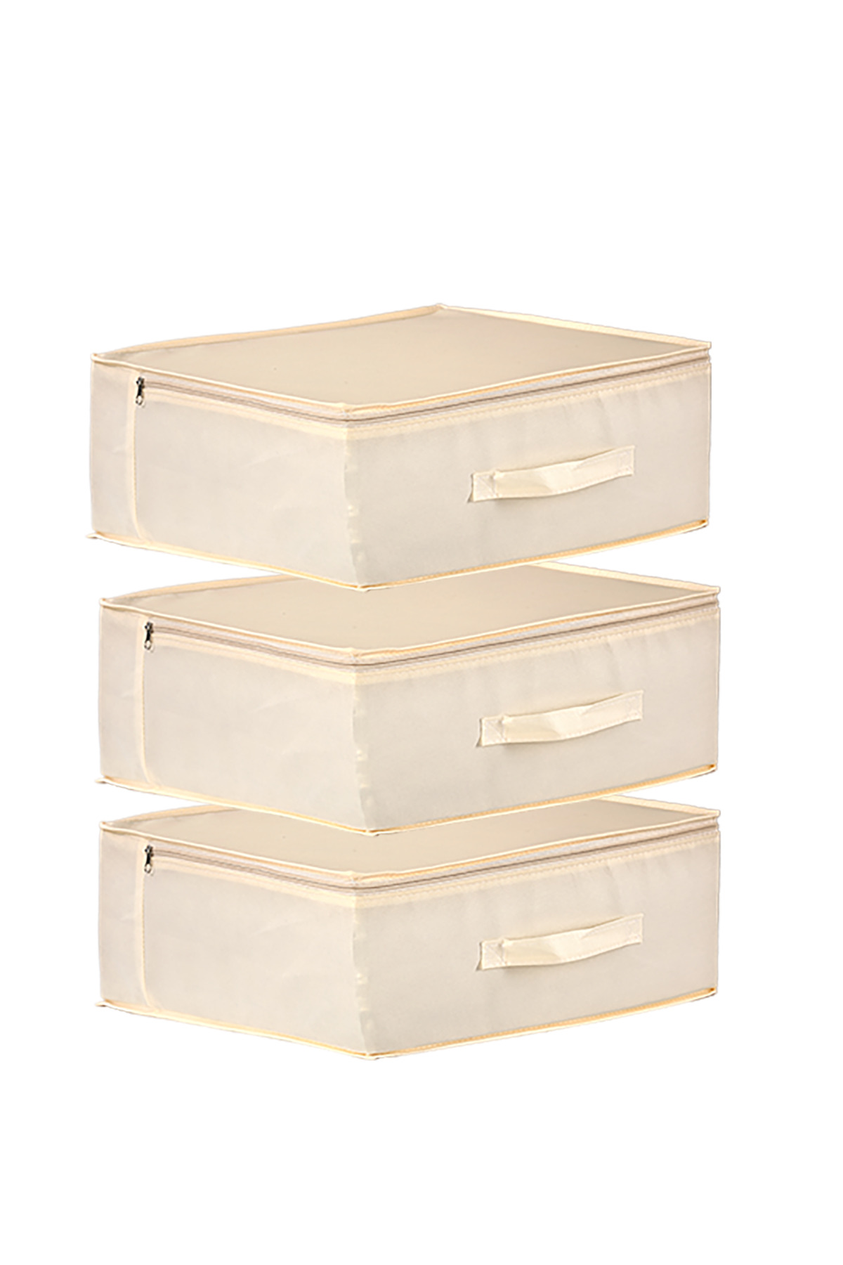 3-Piece Set 53 x 44 x 21 Cm Under Base & Cabinet Organizer, Quilt & Pillow Organizer Hatch Cream