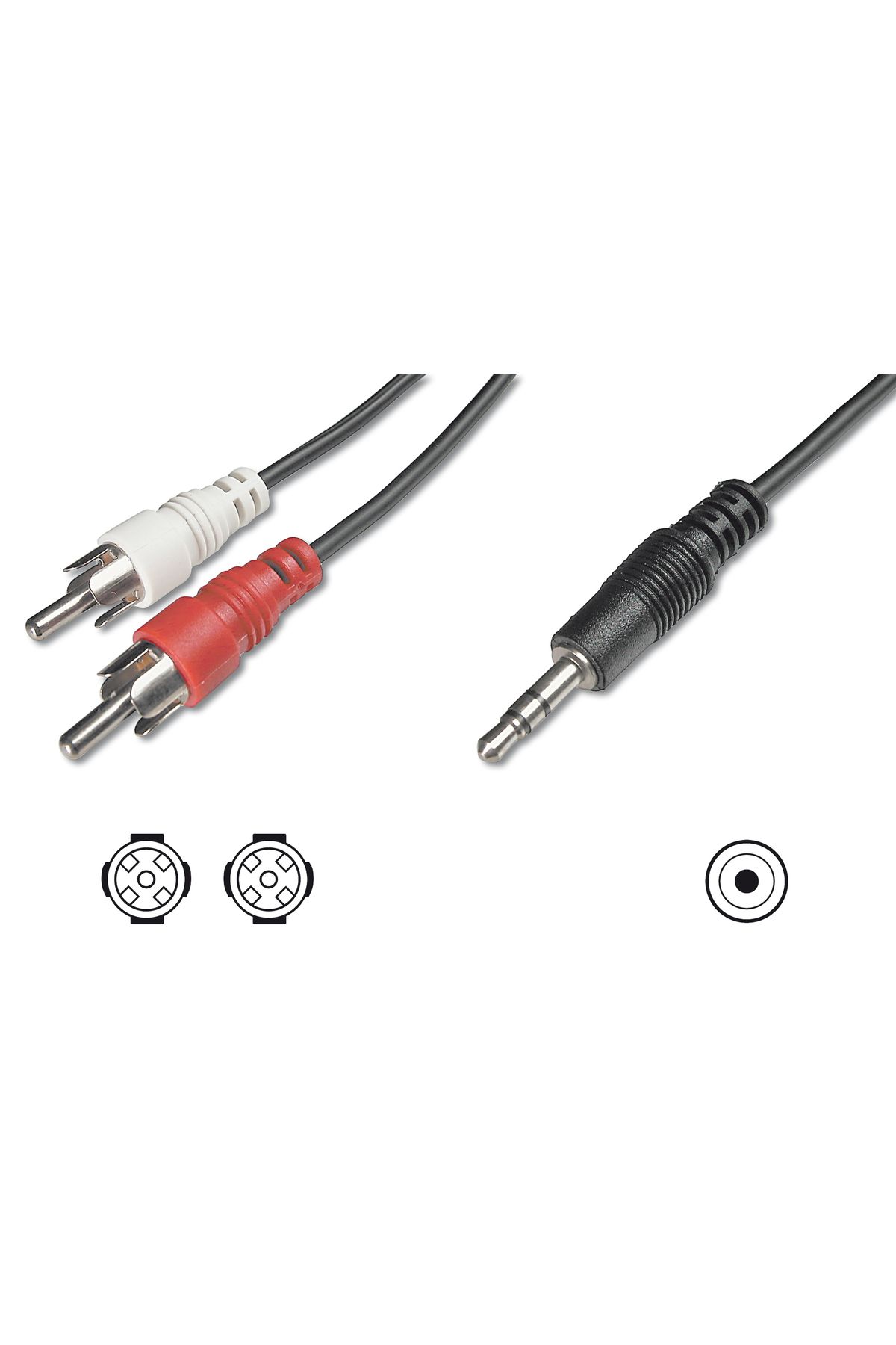 evimdeyokyok Audio Kablosu, 1 x stereo 3,5 mm erkek <> 2 x RCA erkek, 5 metre, CCS, 2x0.10/10, zırhlı, siya