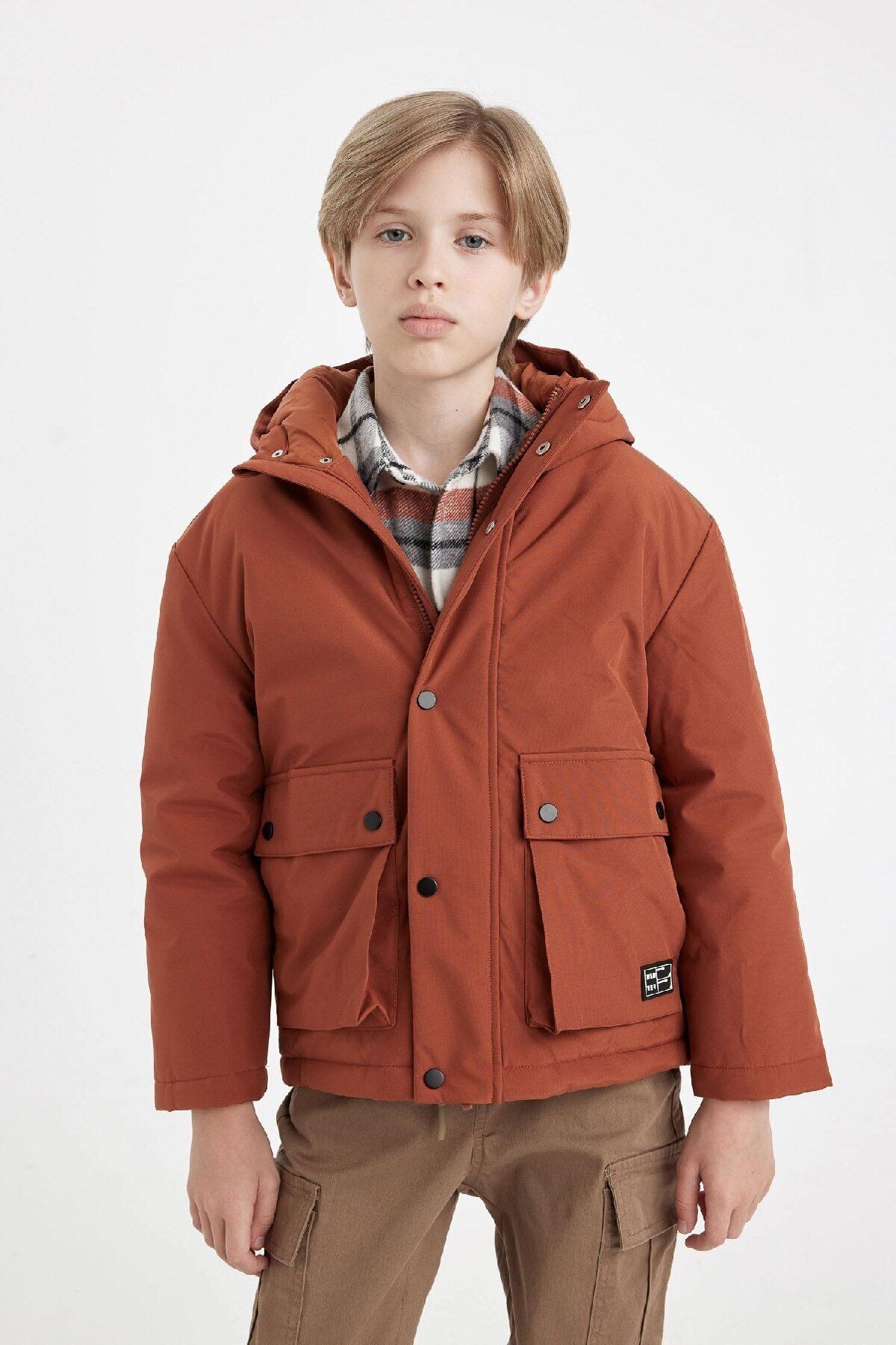 DeFacto-Boy Water Repellent Hooded Coat C5980A824Wn 7