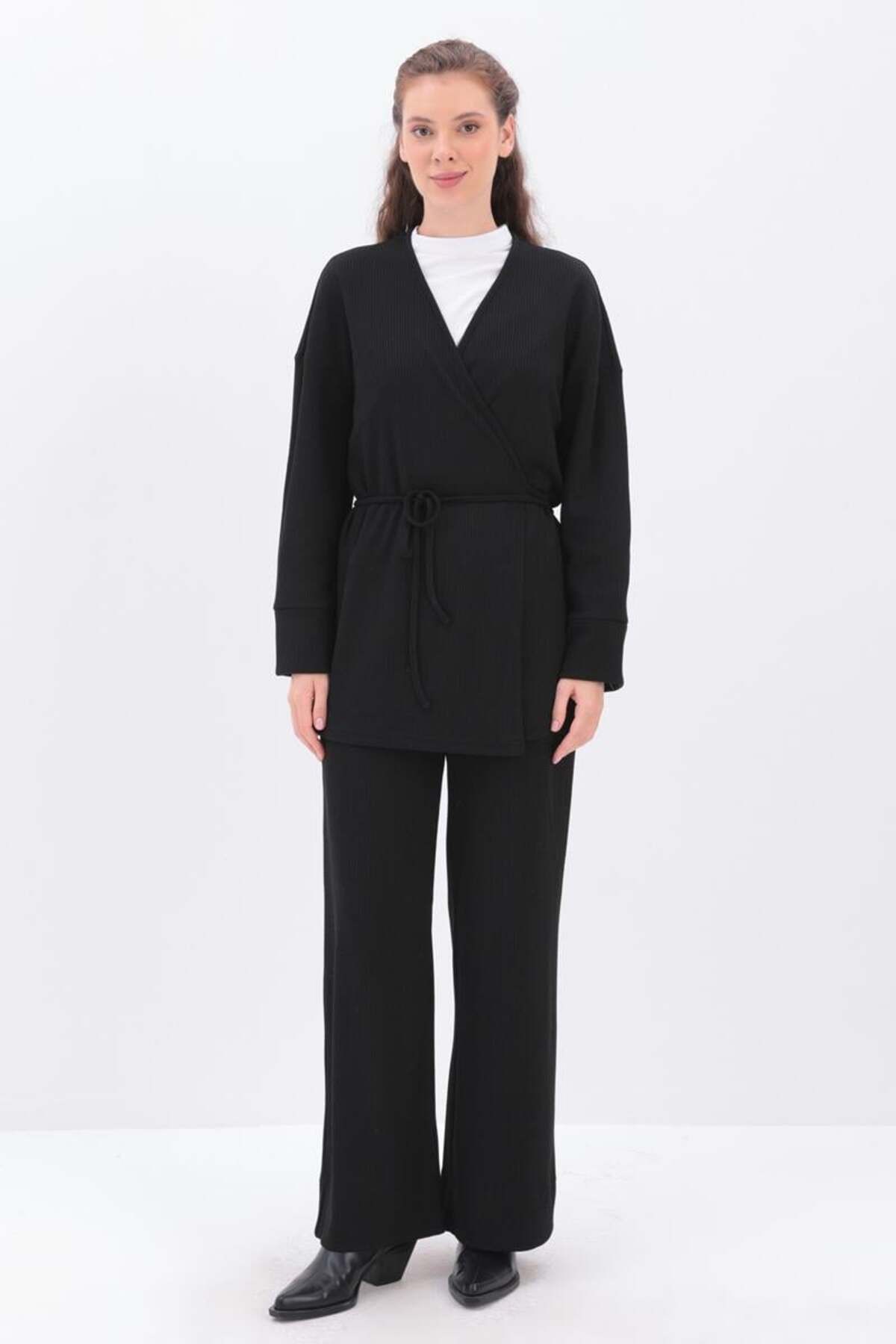 ALLDAY-Black Double-Breasted Collar Pant Suit 2