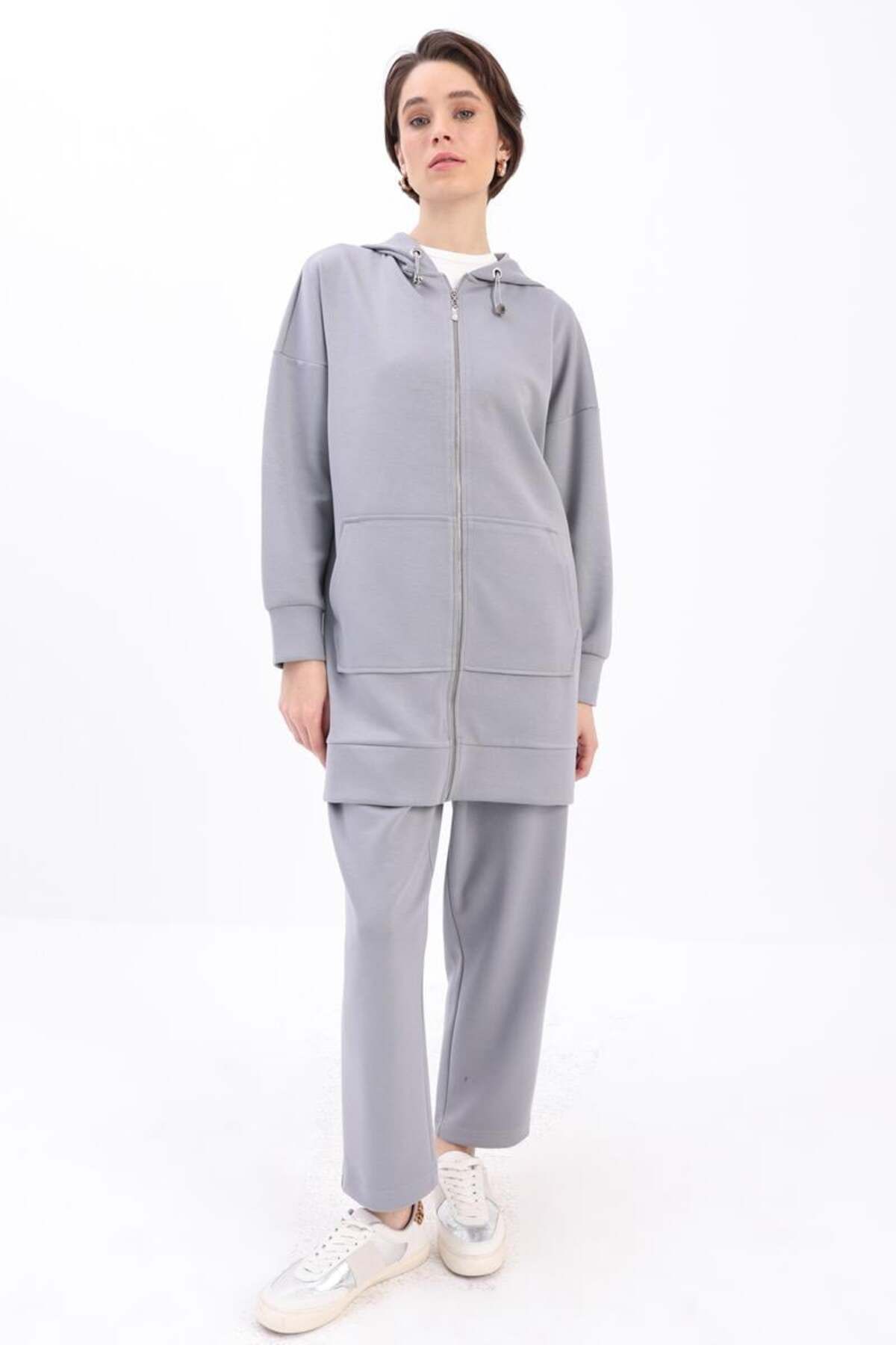 ALLDAY-Grey-Canguru Pocket Tracksuit Set 1