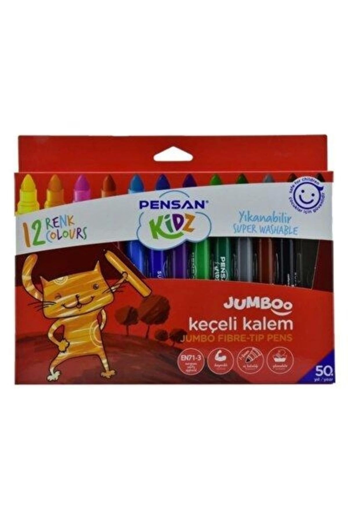 Pensan Kidz Yıkanabilir Jumboo Keçeli Kalem 12 Rnk