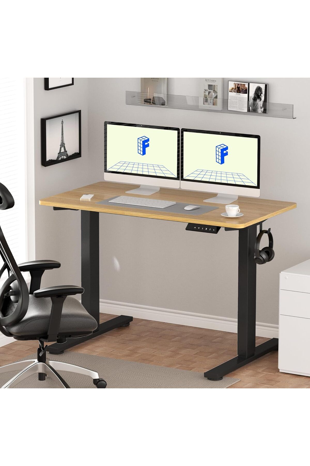 Mahmayi-Flexispot Modern 140 x 70 cm Maple Standing Desk with Adjustable Legs, Anti-Rust Steel Frames 2