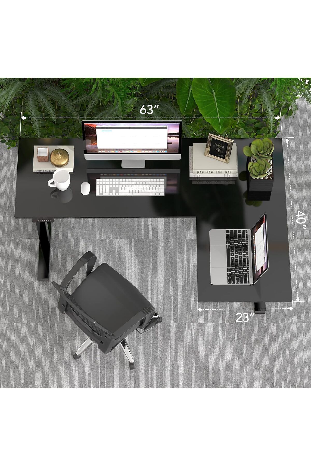 Mahmayi-Flexispot Modern L-Shaped Electric Standing Desk Sit Stand Up Desk with Height Adjustable, Black 3