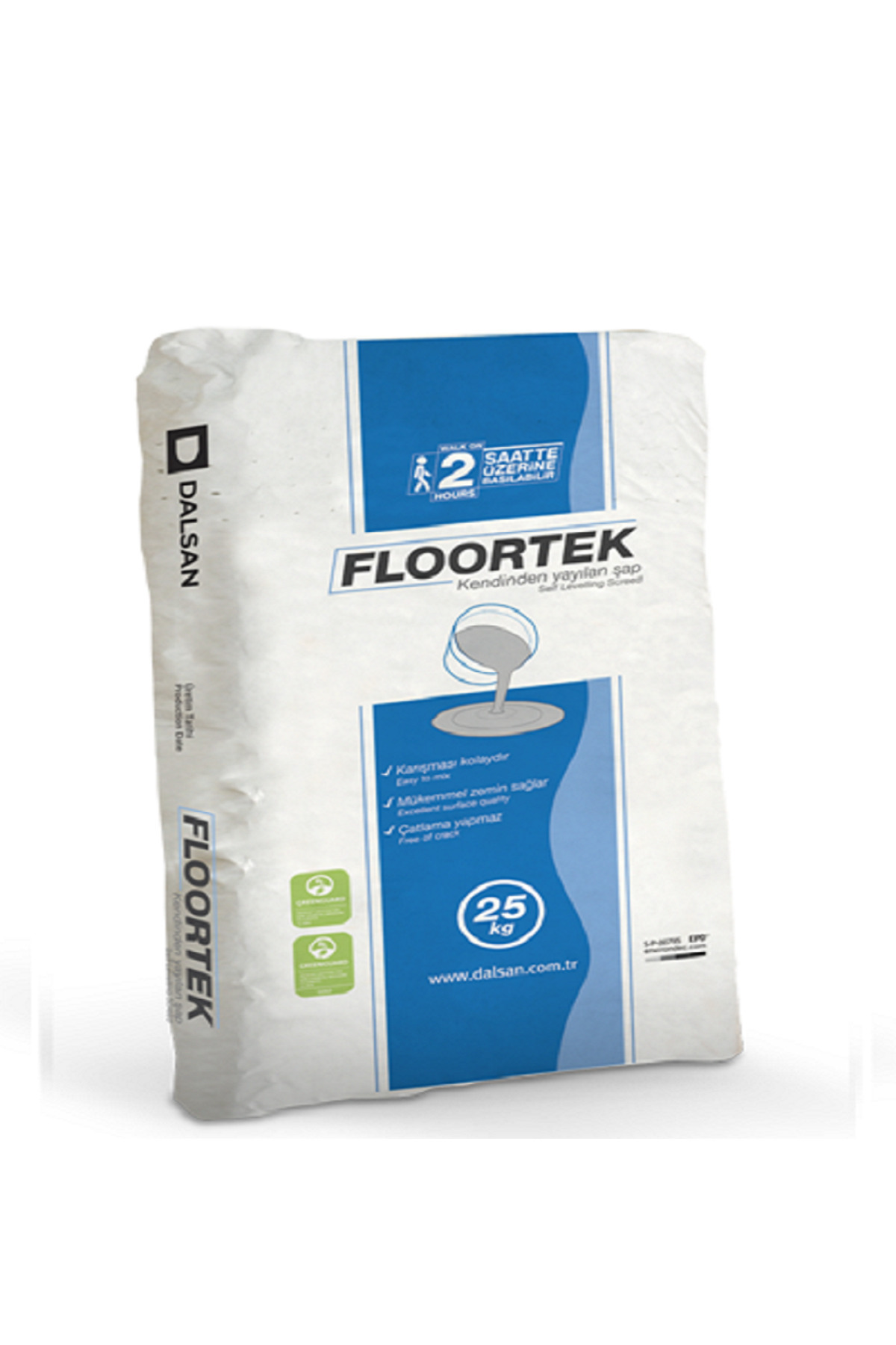 FLOORTEK 25 Kg Akıllı Tesviye Şap - Kod Şapı - Akıllı Şap - Kendiliğinden Yayılan Şap - Hızlı Kuruyan Şap
