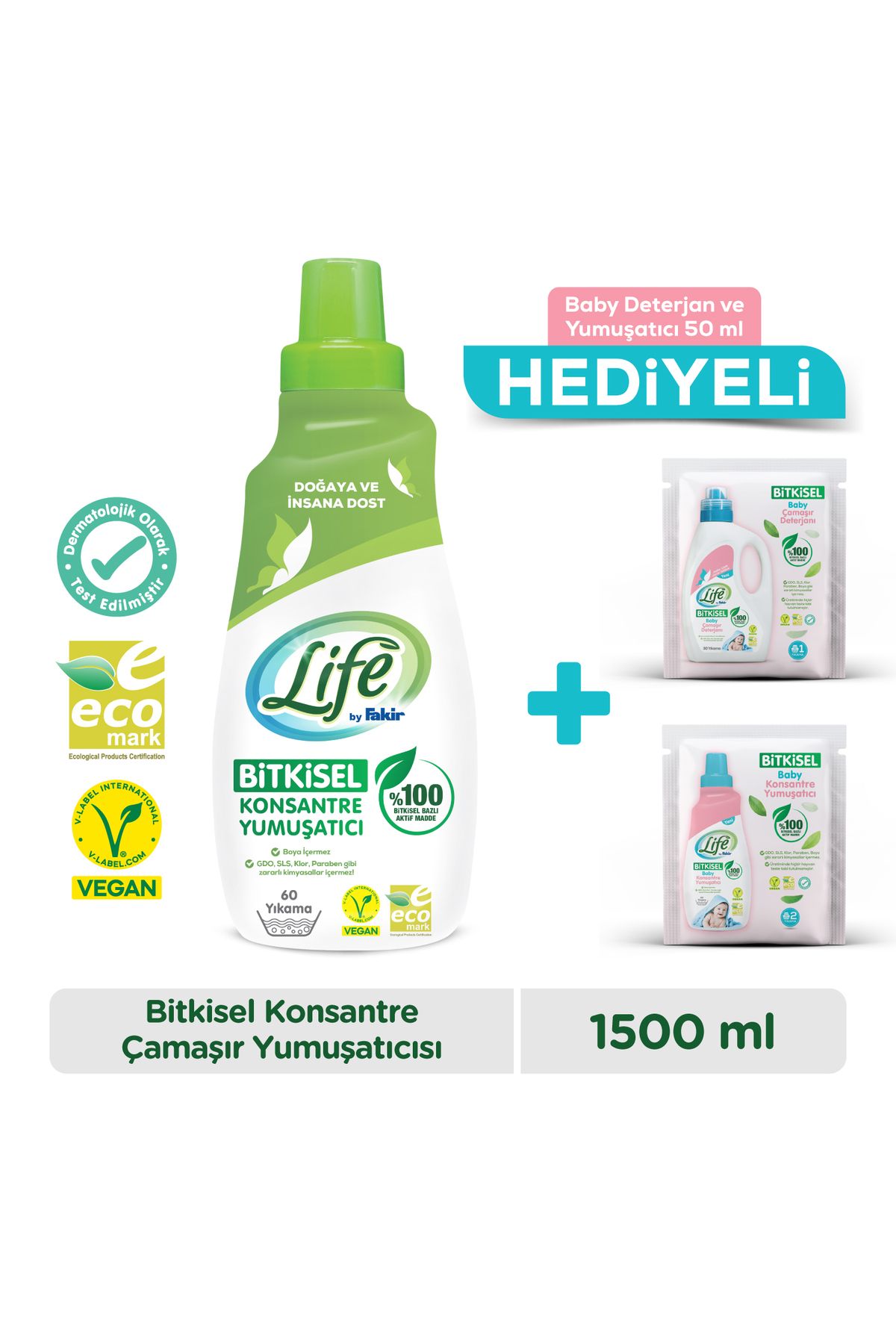 Life by Fakir Bitkisel Bazlı Konsantre Çamaşır Yumuşatıcısı 1500 ml